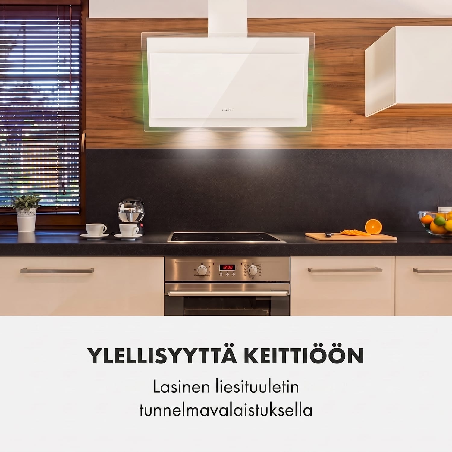 Mirage 90 -liesituuletin 602 m³/h kosketuskäyttöpaneeli tunnelmavalaistus energialuokka A++ valkoinen 90 cm | Valkoinen