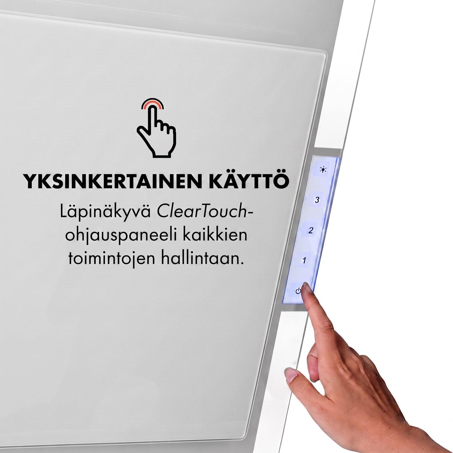 Mirage 90 -liesituuletin 602 m³/h kosketuskäyttöpaneeli tunnelmavalaistus energialuokka A++ valkoinen 90 cm | Valkoinen