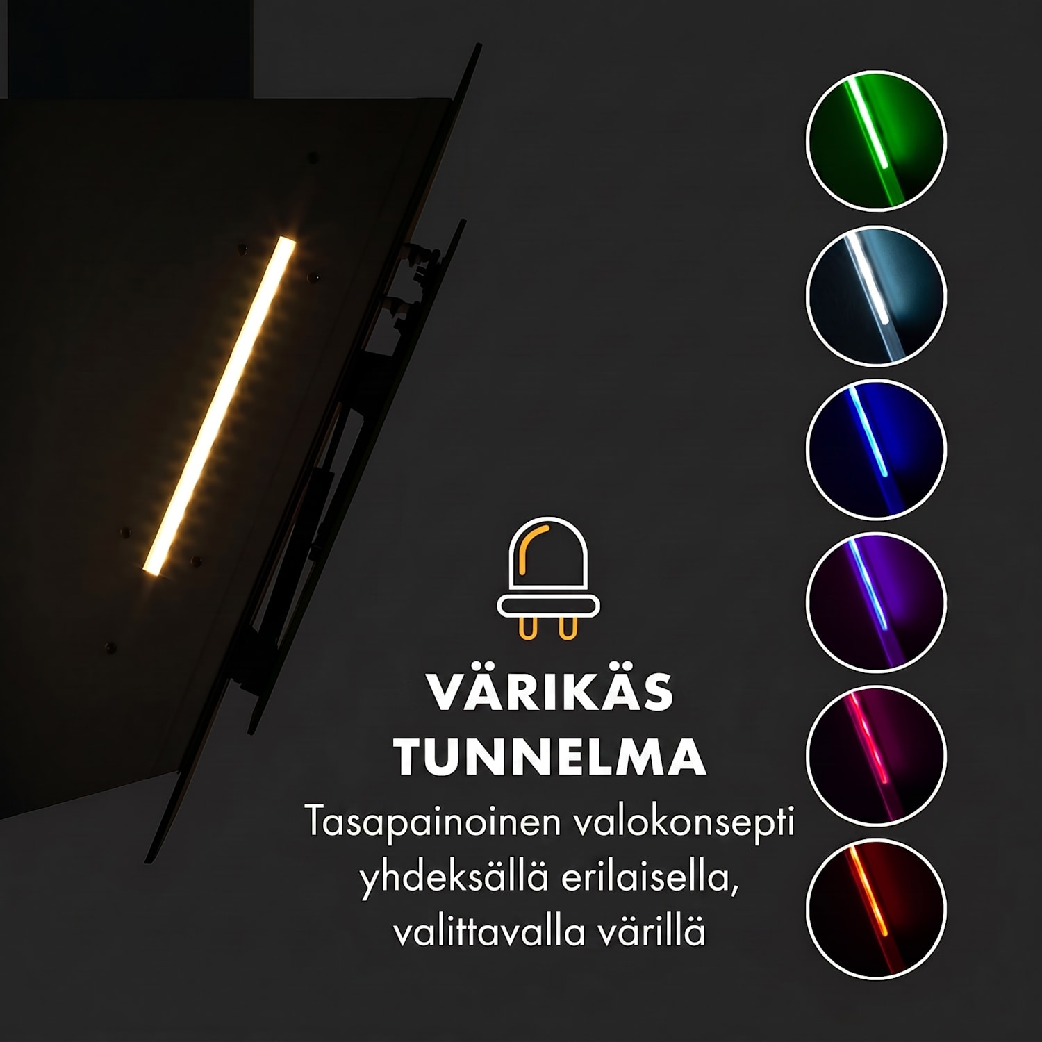 Mirage 90 -liesituuletin 602 m³/h kosketuskäyttöpaneeli tunnelmavalaistus energialuokka A++ valkoinen 90 cm | Valkoinen
