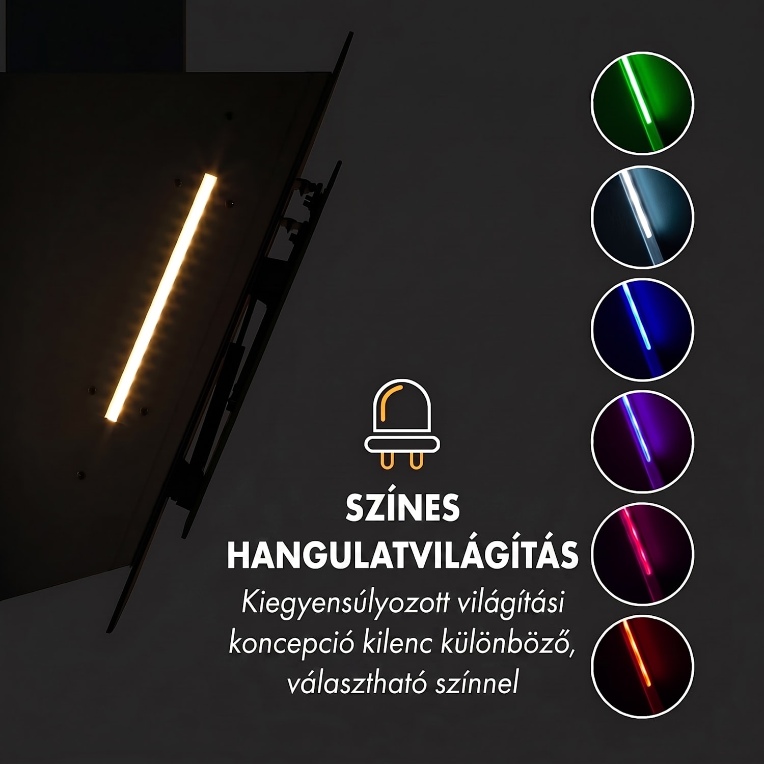 Mirage 90, páraelszívó, 90 cm, 550 m³/ó, érintésvezérlés, RGB megvilágítás, fehér 90 cm | Fehér