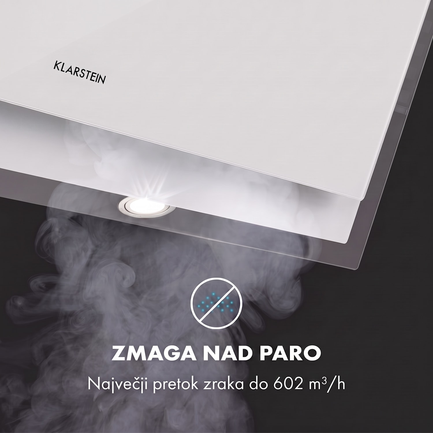 Mirage 90, kuhinjska napa, 602 m³/h, nadzorna plošča na dotik, energijski razred A++, bela barva 90 cm | Bela
