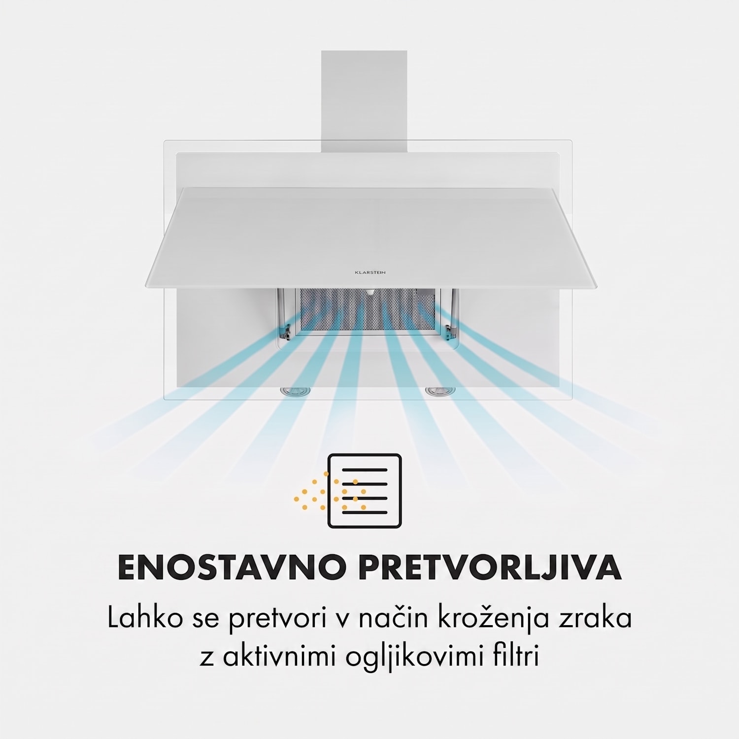 Mirage 90, kuhinjska napa, 602 m³/h, nadzorna plošča na dotik, energijski razred A++, bela barva 90 cm | Bela