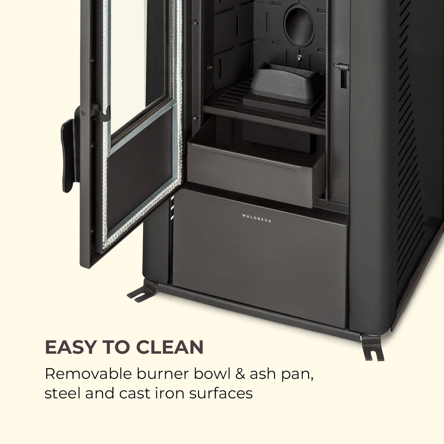 Energiewende, sobă pe peleți, 5/10 kW, 5 nivele, cronometru, telecomandă, negru Negru