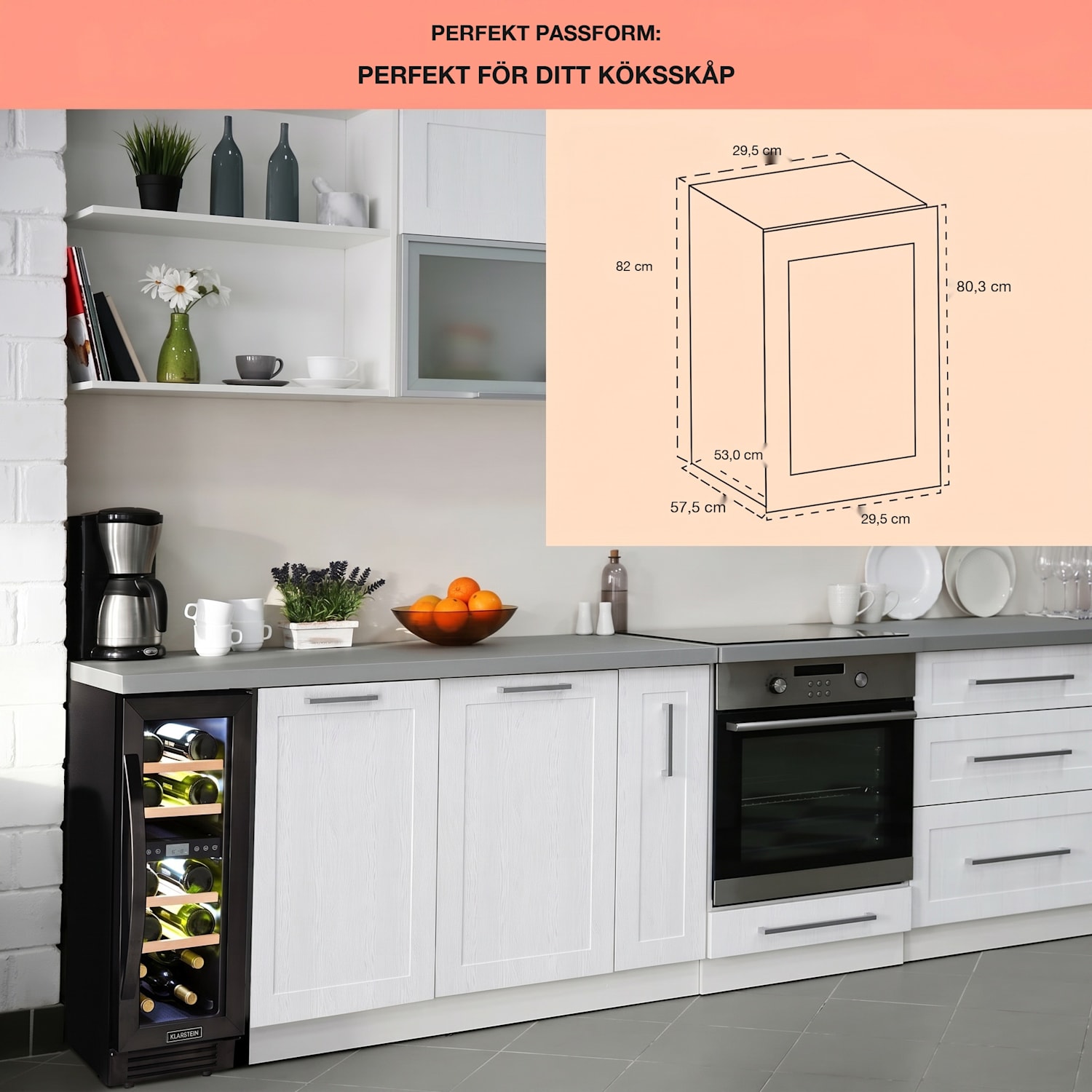 Vinovilla 17 Built-In Duo Vinkylskåp med två zoner 53l 17 fl 3 färger glasdörr 