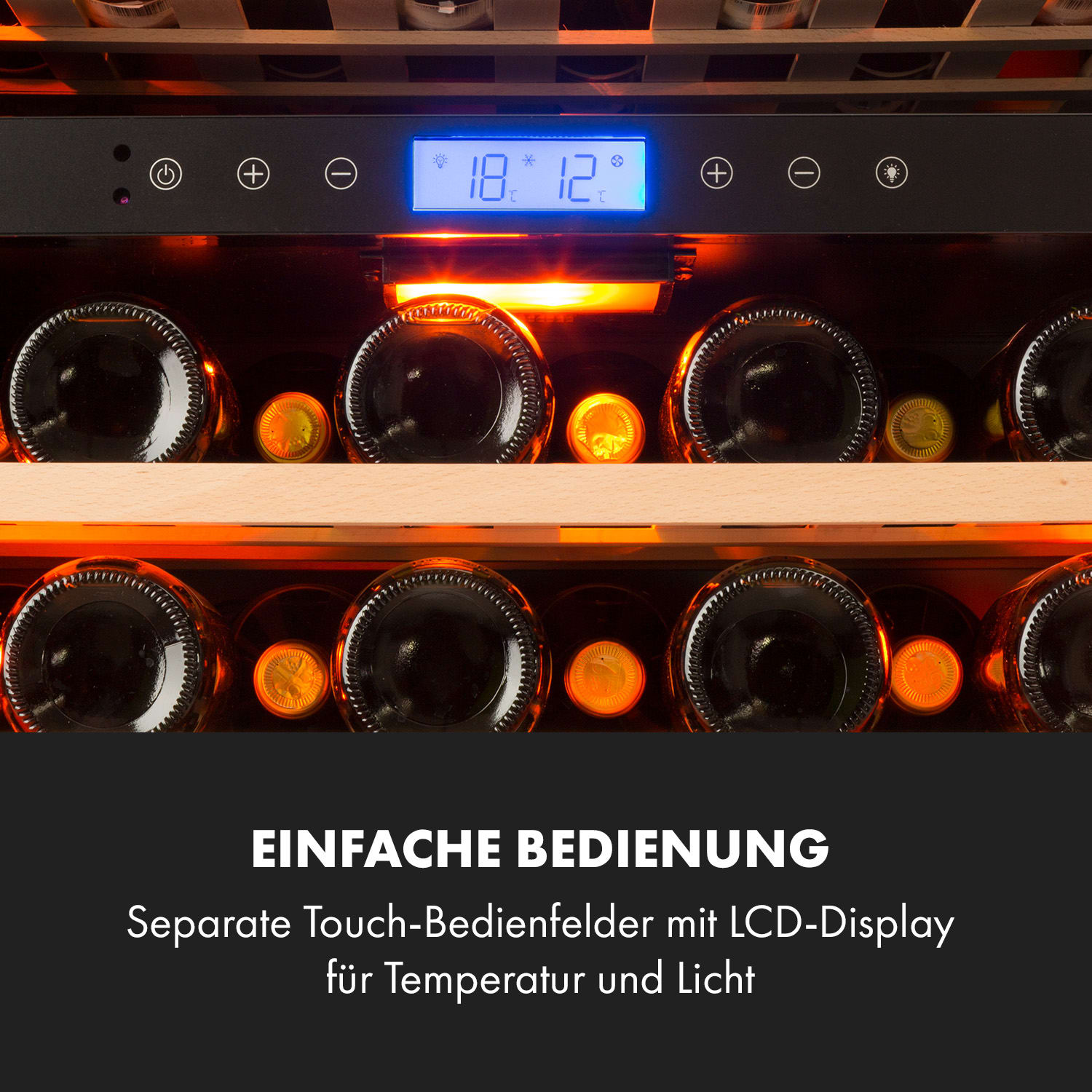 Vinovilla 43 Built-In Duo Onyx Weinkühlschrank 129l 43 Fl. 2 Zonen 43 Flaschen | 2 Kühlzonen | Schwarz