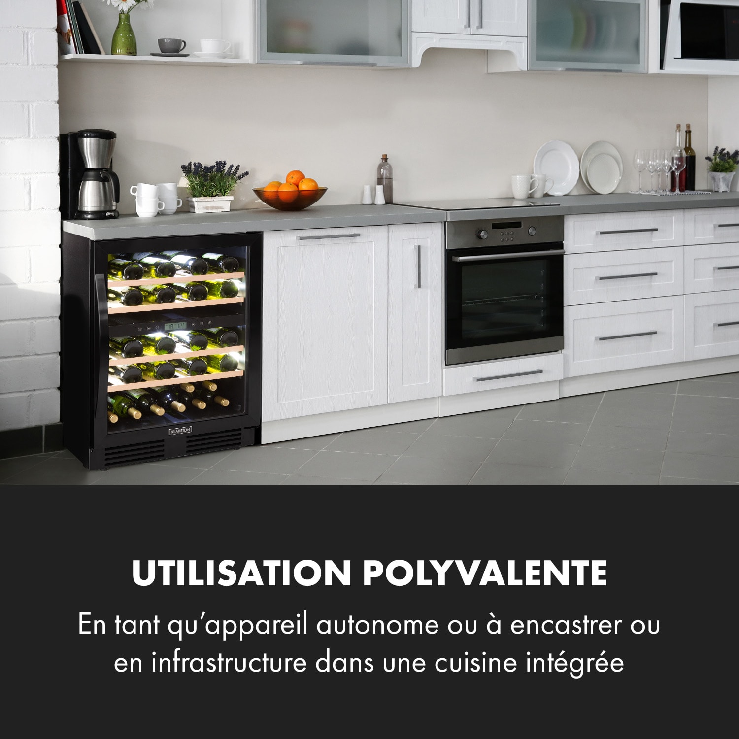 Vinovilla 43 Built-In Duo Onyx Edition wijnkoelkast 129l 43 fl. 2 zones 43 flessen | 2 koelzones | Zwart