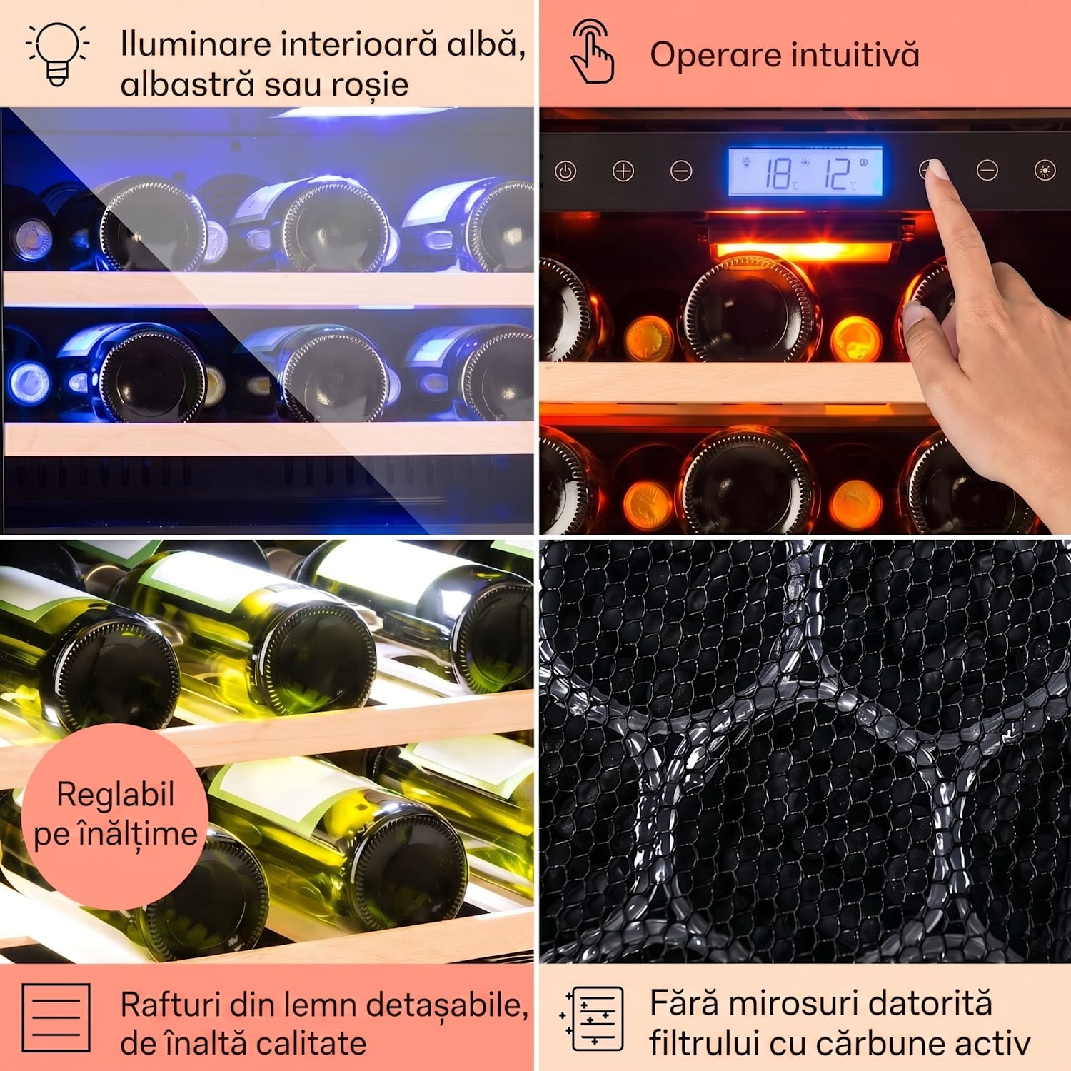 Vinovilla  Onyx 43, frigider pentru vin cu două zone, 129 l, 43 de sticle, 3 culori 43 de sticle | 2 | Negru