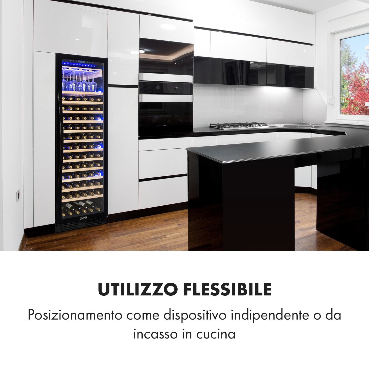 Cantinetta-frigo per vini Vinovilla Grande 165 Built-in Uno Onyx 165 bottiglie | 1 zona di raffreddamento | Nero