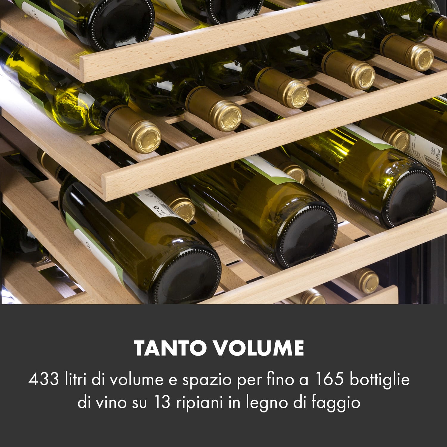 Cantinetta-frigo per vini Vinovilla Grande 165 Built-in Uno Onyx 165 bottiglie | 1 zona di raffreddamento | Nero