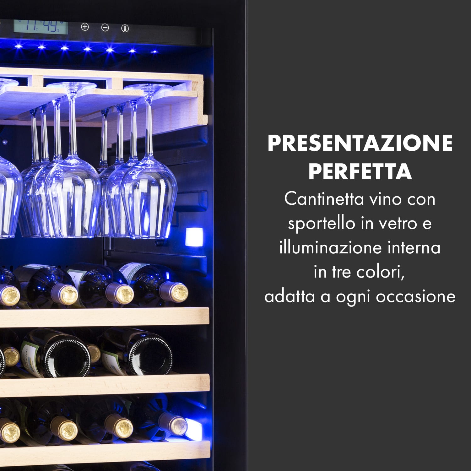 Cantinetta-frigo per vini Vinovilla Grande 165 Built-in Uno Onyx 165 bottiglie | 1 zona di raffreddamento | Nero