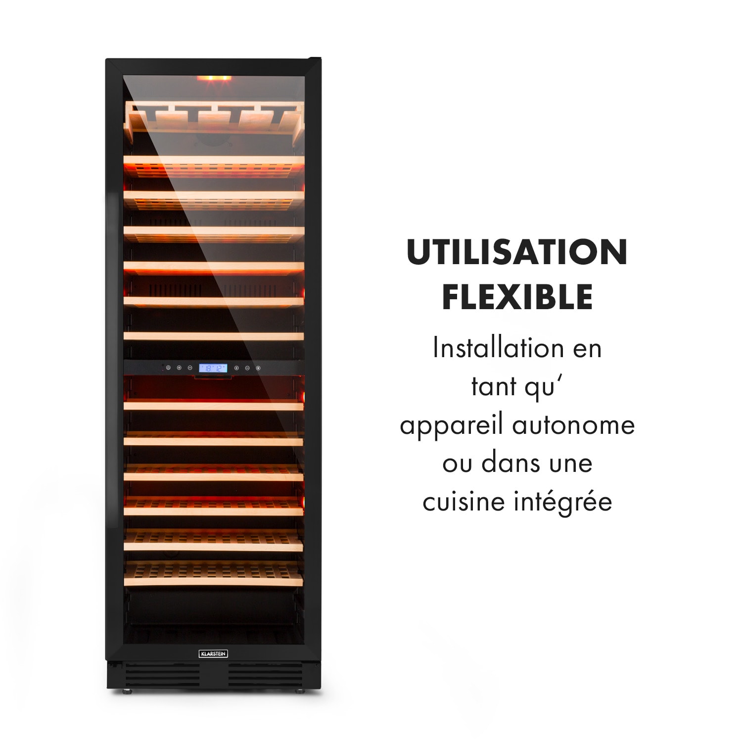 Vinovilla Grande 162 cave à vin Duo Onyx Edition encastrable 425 litres 162 bouteilles 165 bouteilles | 2 zones de conservation | Noir