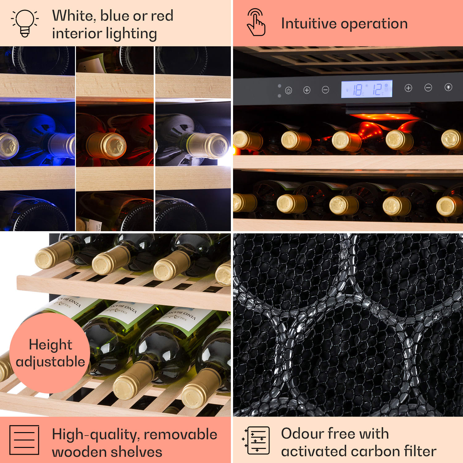 Vinovilla Grande 162 Built-in Duo Onyx Edition Wine Fridge 425 litres 162 bottles 165 bottles | 2 cooling zones | Black