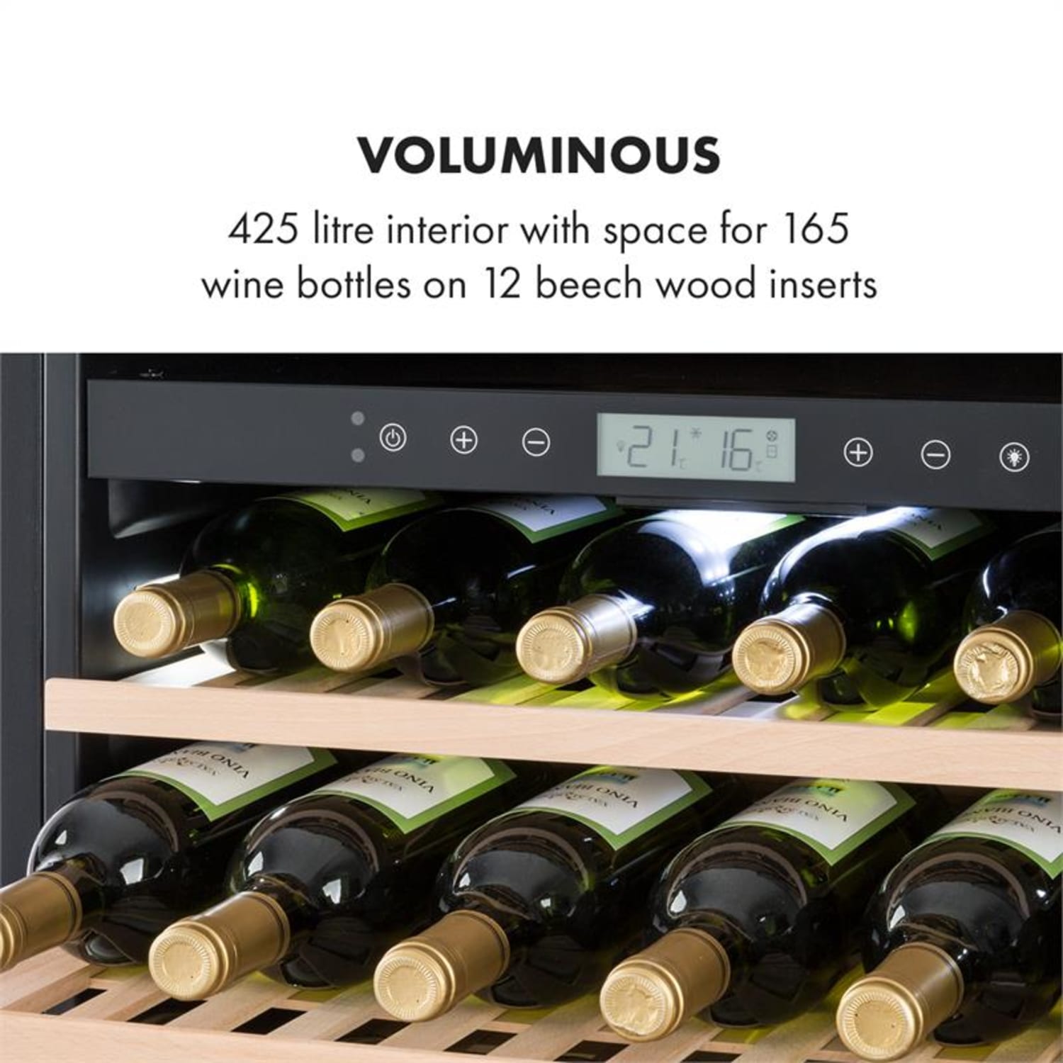 Vinovilla Grande 162 Built-in Duo Onyx Weinkühlschrank 425 Ltr 162 Fl. 165 Flaschen | 2 Kühlzonen | Schwarz