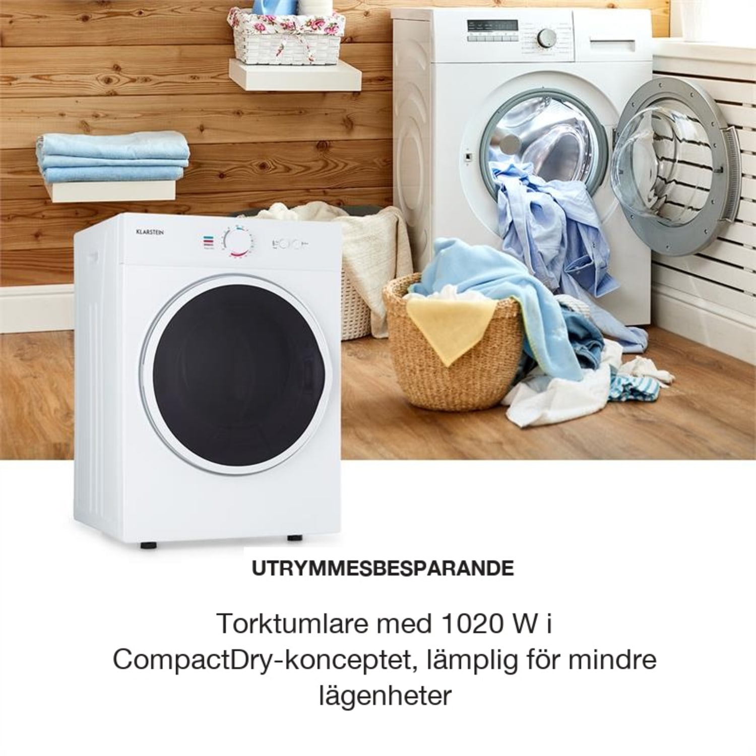Jet Set torktumlare luftavfuktare 1020W EEK G 3kg 50cm vit Vit