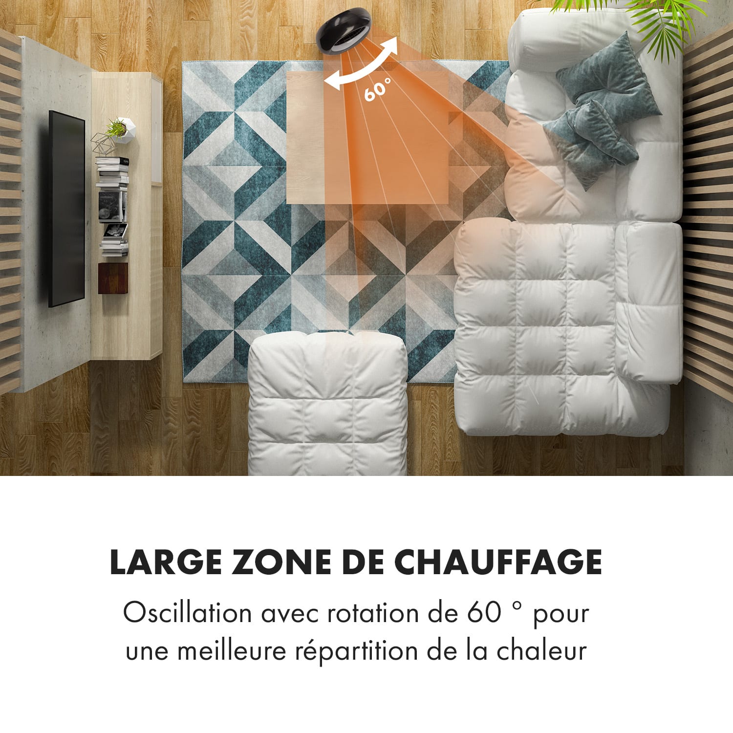 Sahara Storm Radiateur soufflant chauffage 1000 / 2000W 16-40°C - Noir 