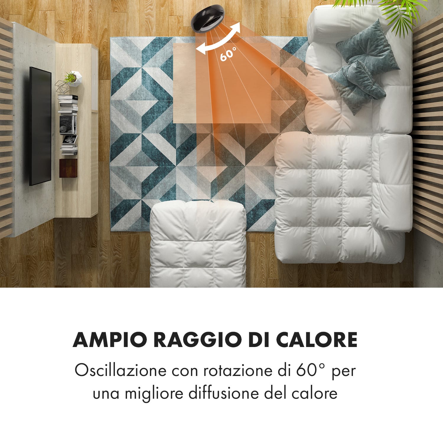 Sahara Storm termoventilatore 1000/2000W 16-40° oscillazione timer nero 