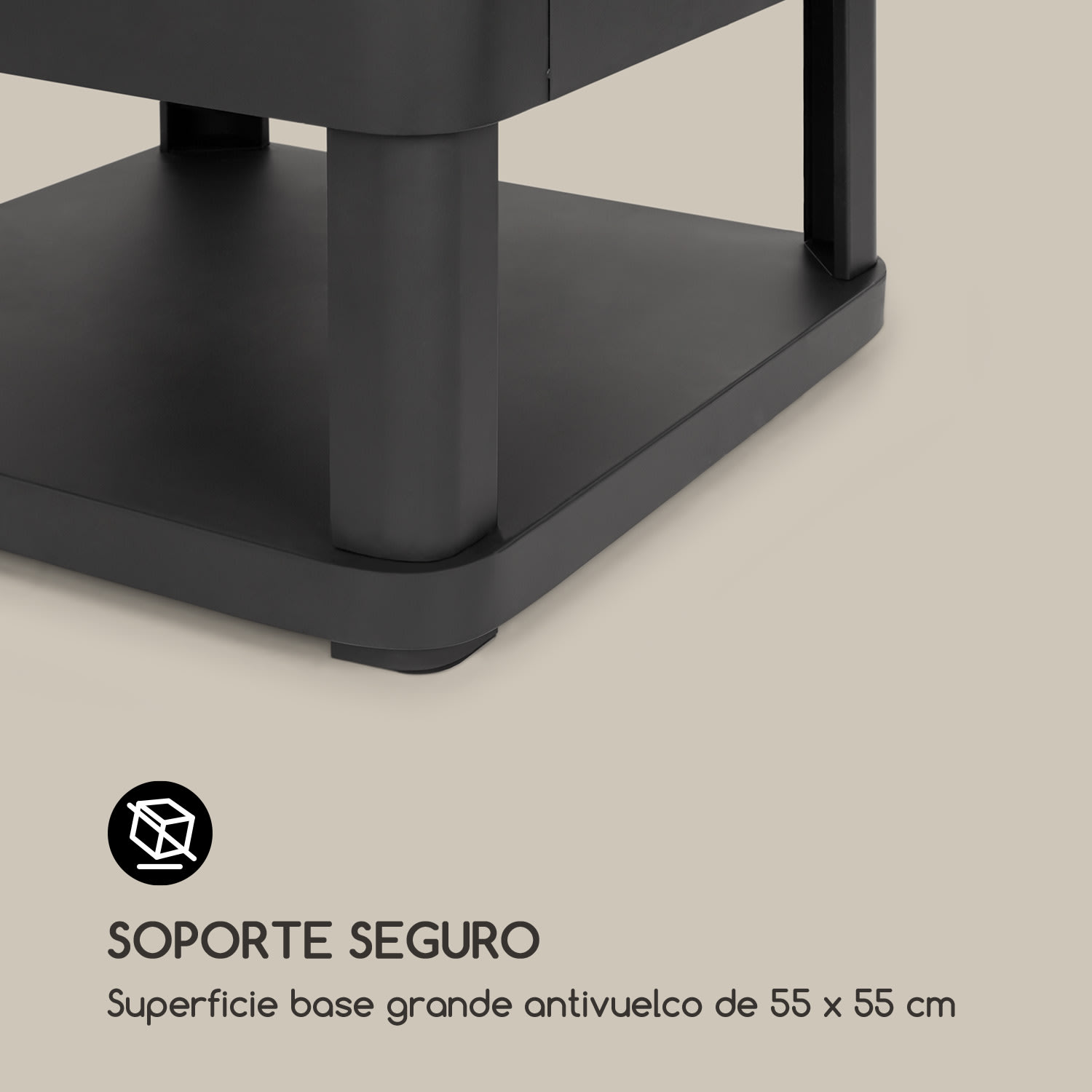 Macondo chimenea brasero 35x35cm compartimento para madera negro 
