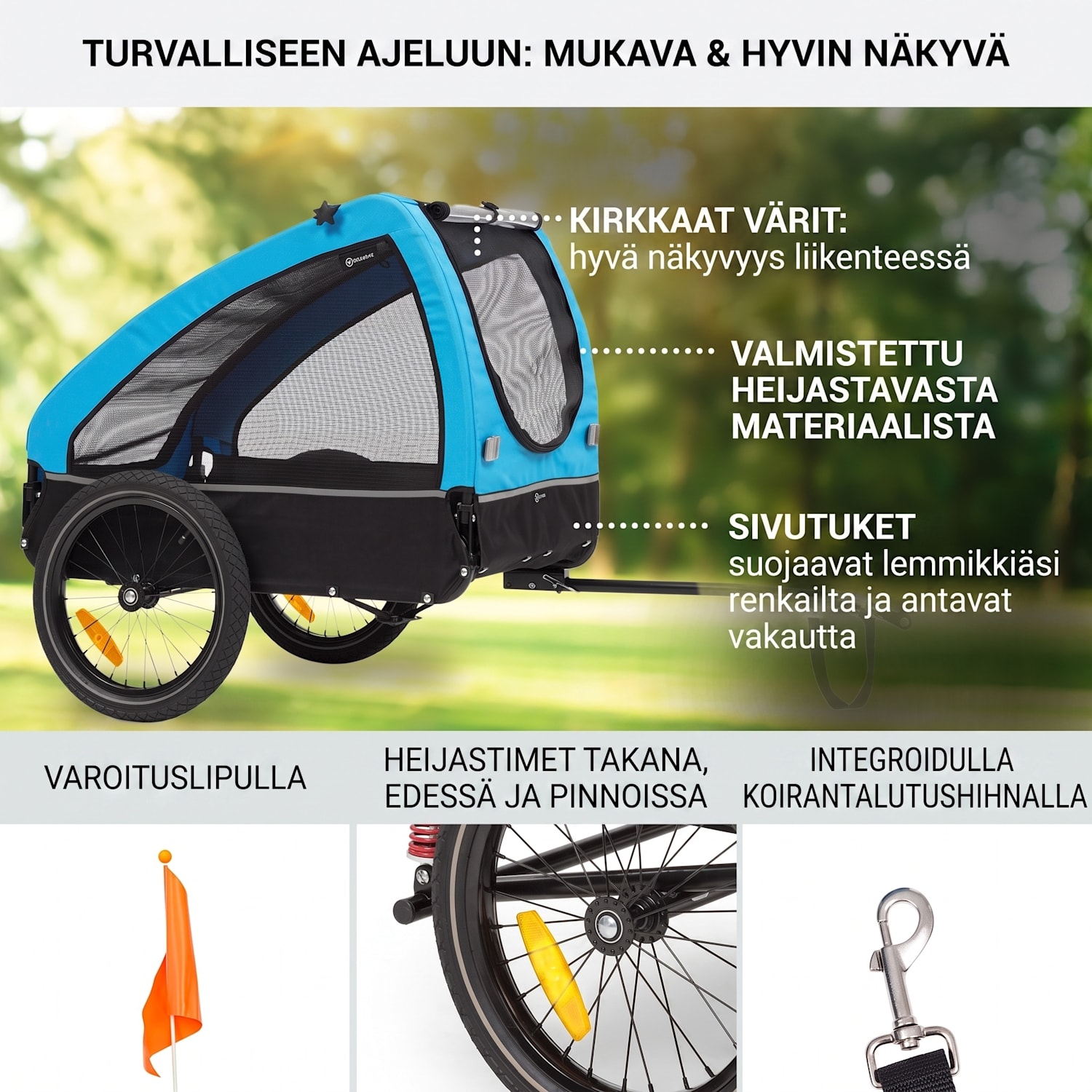 Husky polkupyörän peräkärry koiran kuljetukseen n. 250 l 600D oxford-kangasta sininen Urheilunsininen