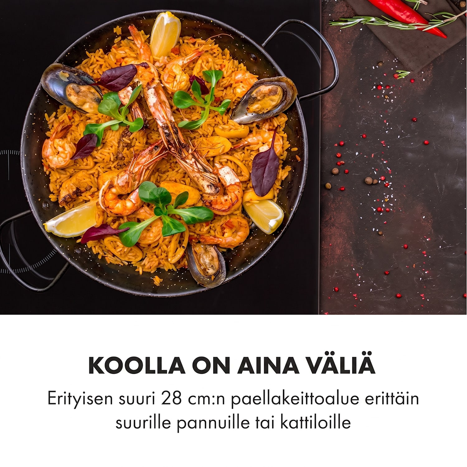 Delicatessa 3 -induktiotaso 3 aluetta 5800 W lasikeramiikka musta Basic