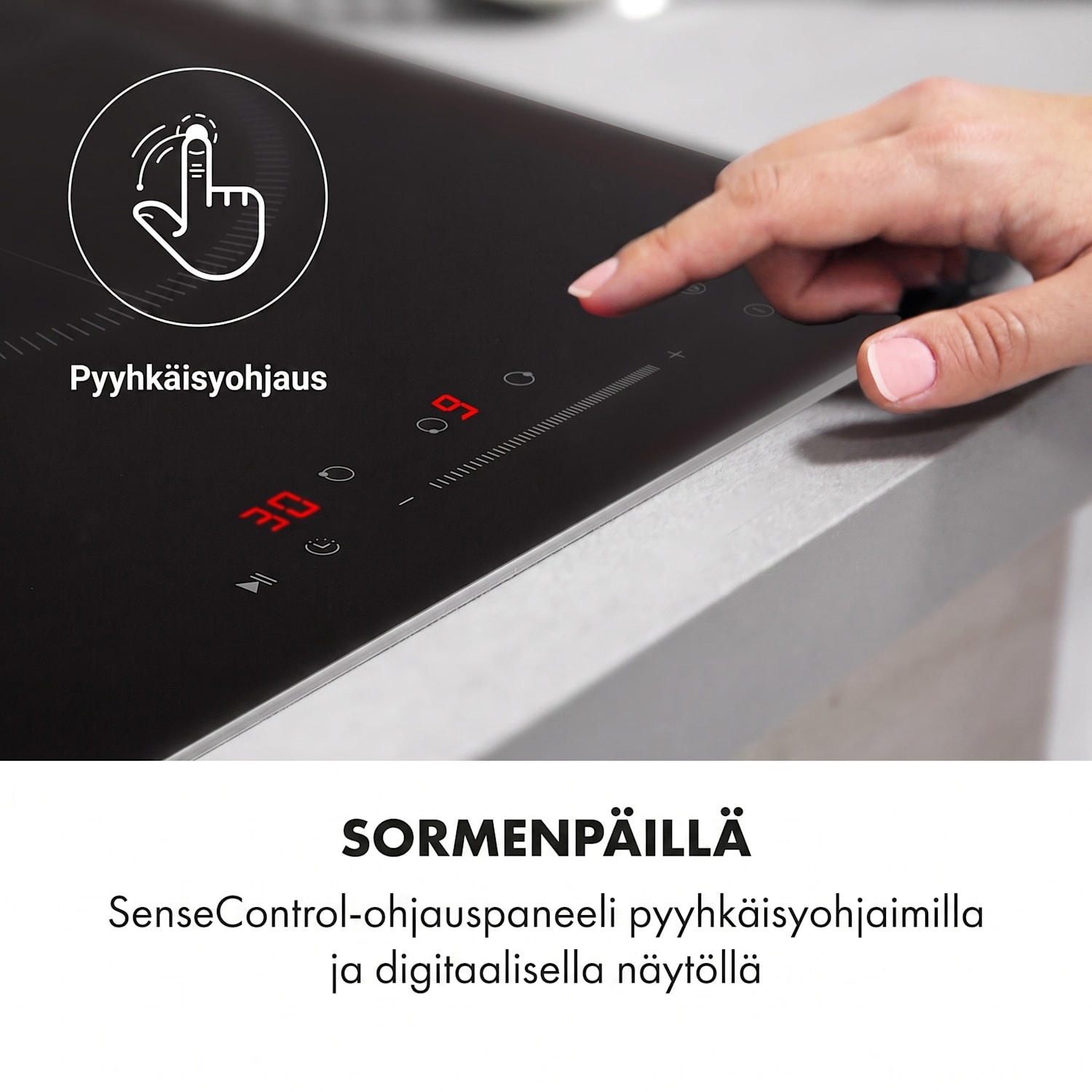 Delicatessa 3 -induktiotaso 3 aluetta 5800 W lasikeramiikka musta Basic