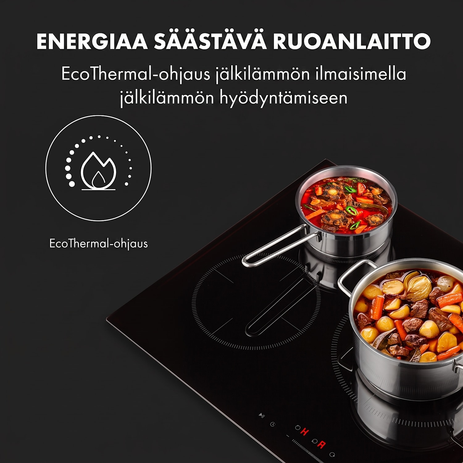 Delicatessa 3 -induktiotaso 3 aluetta 5800 W lasikeramiikka musta Basic