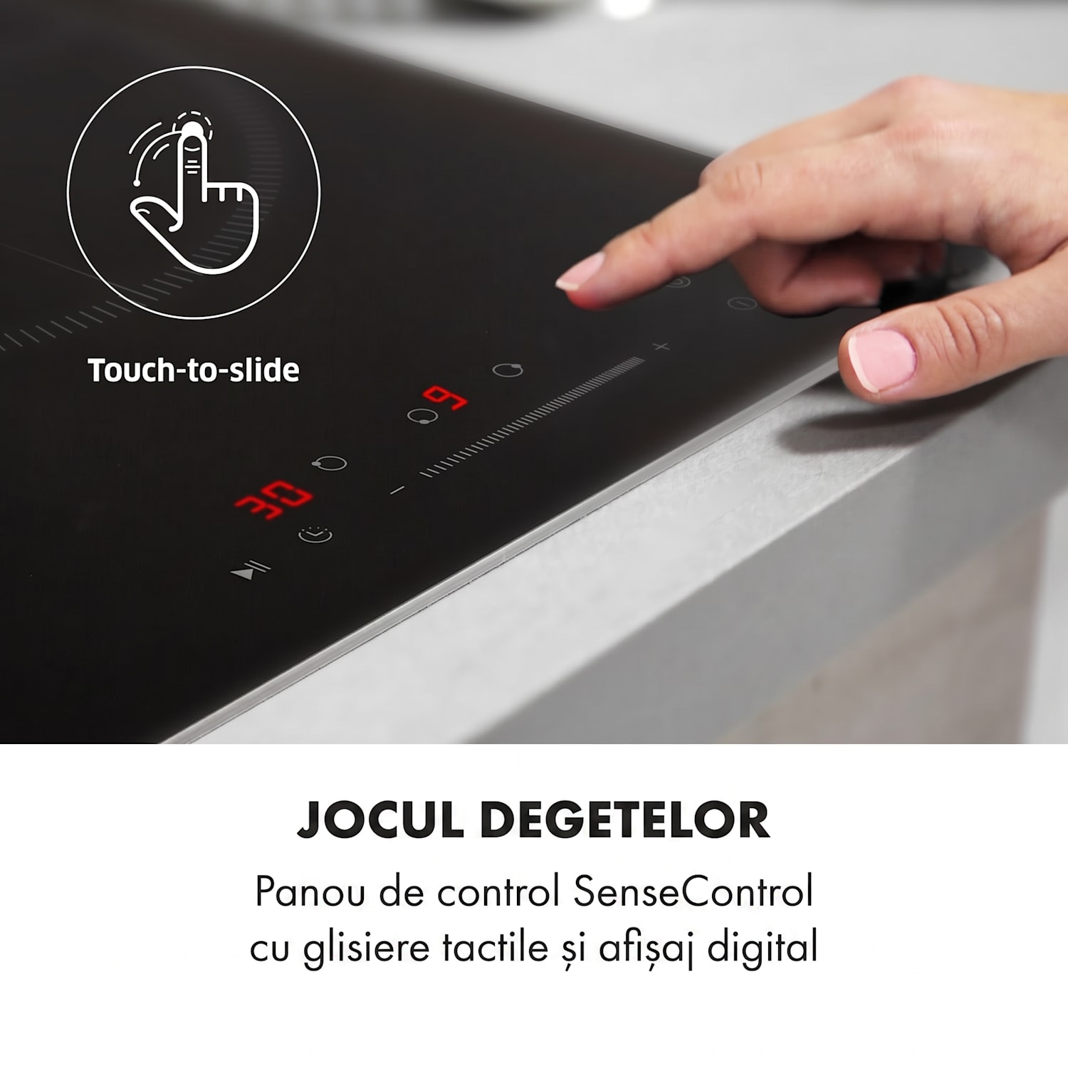 Delicatessa 3, plită cu inducție, 3 zone, 5800W, ceramică de sticlă, negru 