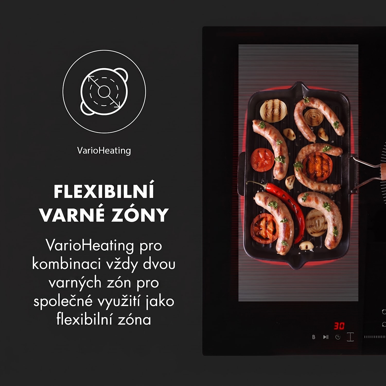 Delicatessa 3 Flex, indukční varná deska, 6600 W, 3 zóny, sklokeramika, černá 3