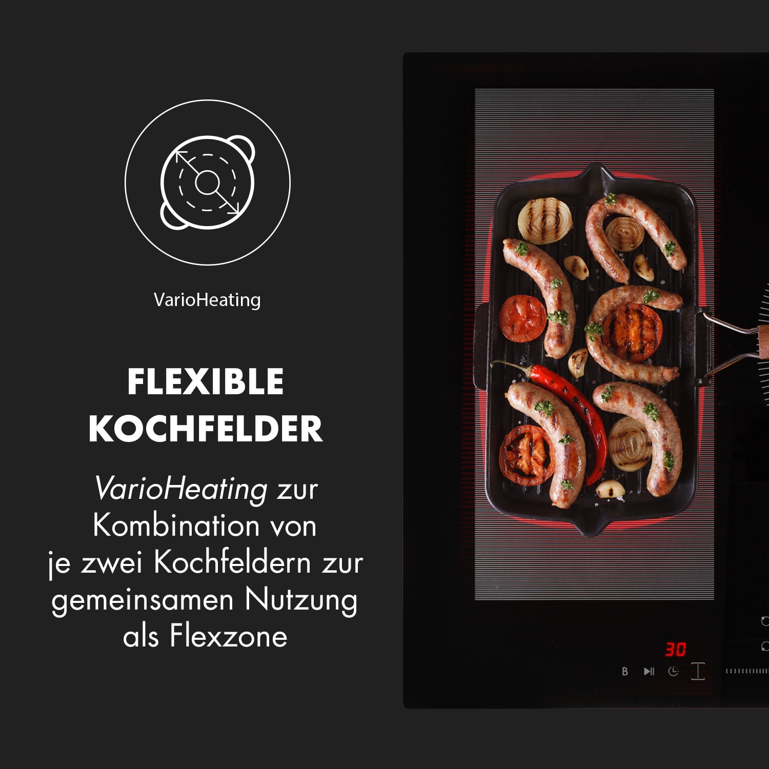 Delicatessa 3 Flex Induktionskochfeld 3 Zonen 6600W Flexzone schwarz 3