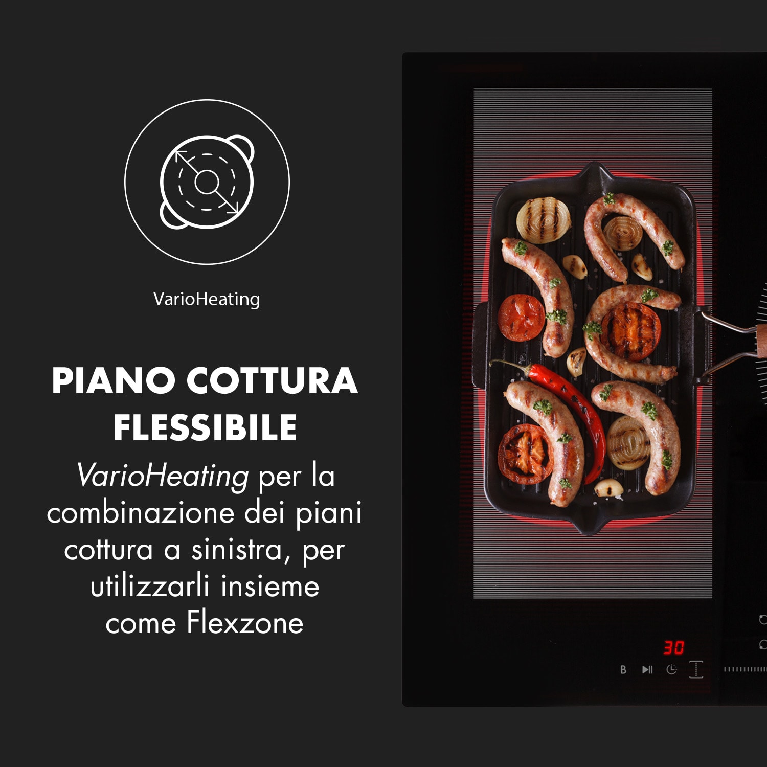 Delicatessa 3 Flex piano cottura a induzione 3 zone 6600W zona flex nero 3