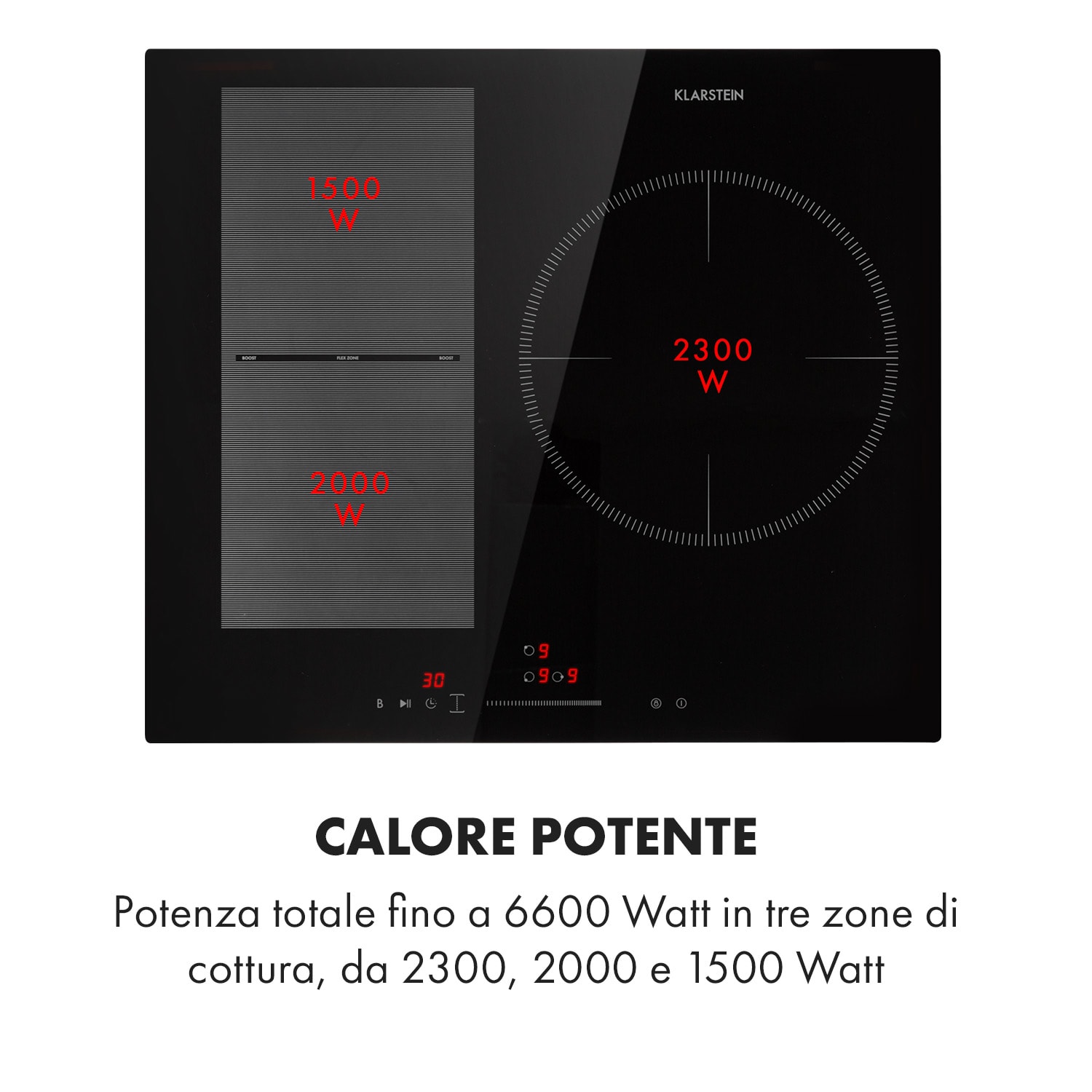 Delicatessa 3 Flex piano cottura a induzione 3 zone 6600W zona flex nero 3