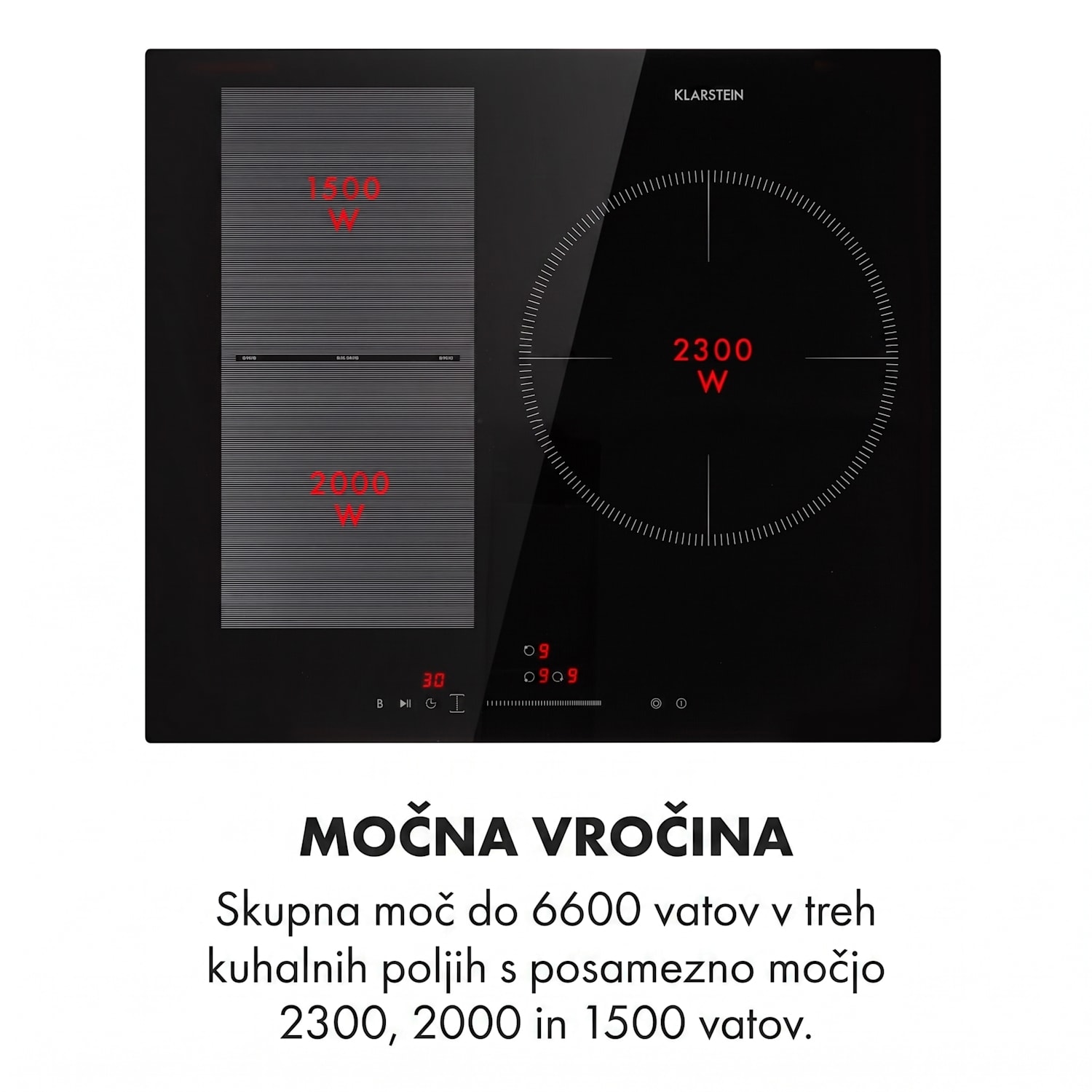 Delicatessa 3 Flex, indukcijska kuhalna plošča, 3 plošče, 6600 W, steklokeramika, črna 3