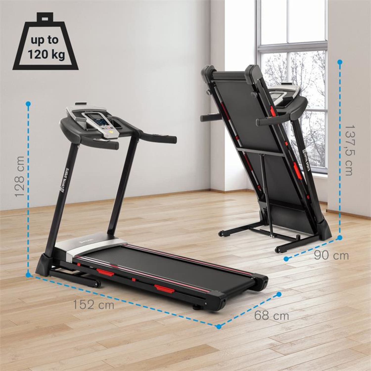 Pacemaker F80, futópad, 3.0 HP, 14 km/h, 4P-AntiShock Suspension, USB 