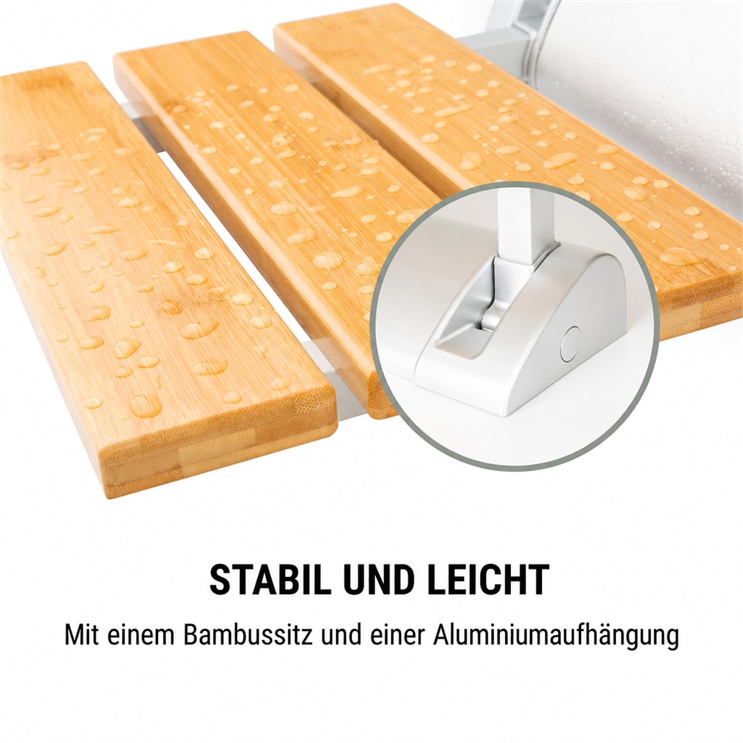 Arielle Duschsitz Bambus Aluminium klappbar 160 kg max. holz Arielle: Sitzfläche