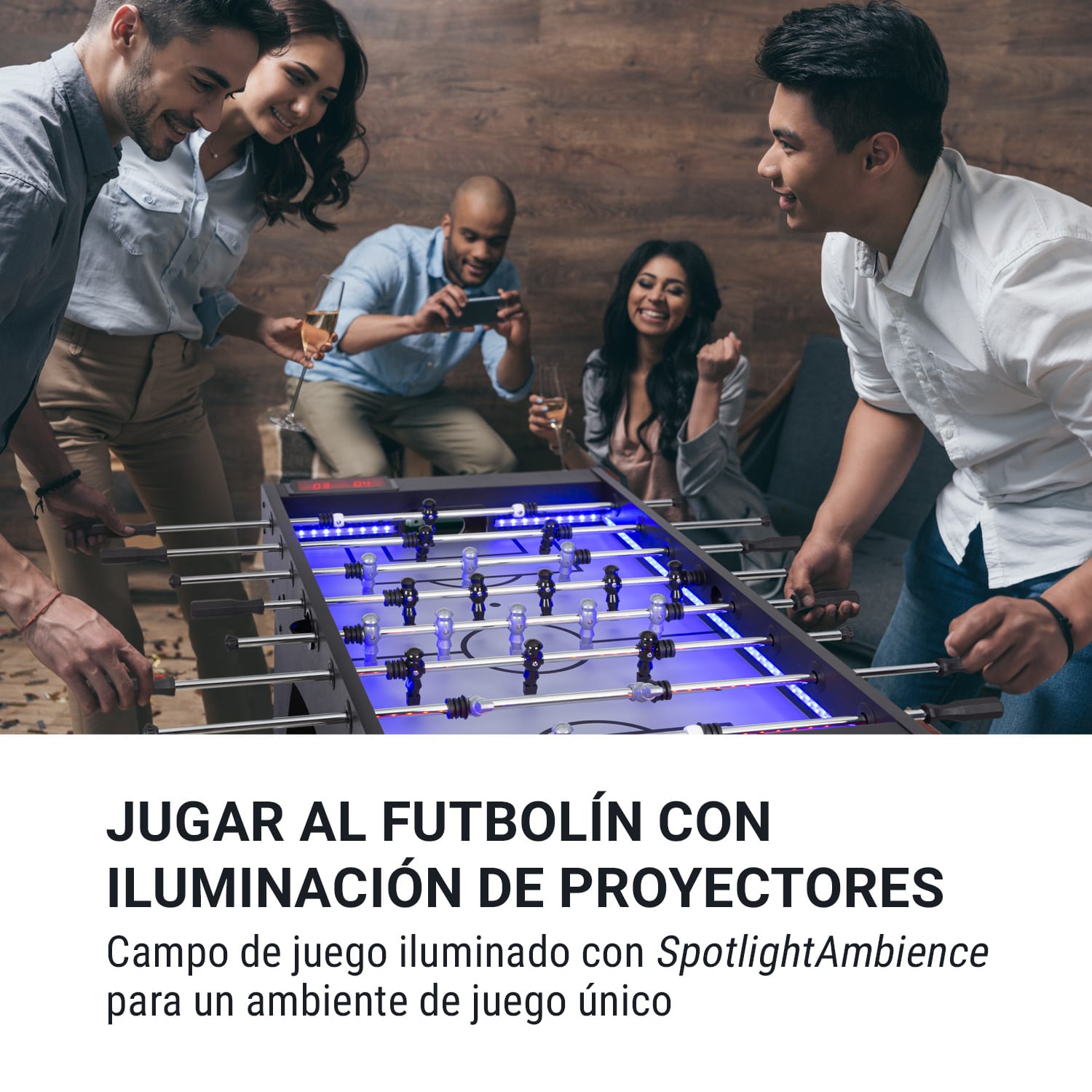 Arrowhead Futbolín  117 x 68 iluminación LED contador autom. negro Negro