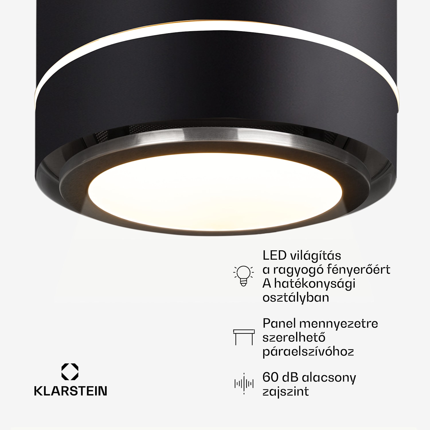 Tron Ambience, sziget páraelszívó, Ø 38 cm, légkeringetés, 540 m³/ó, LED, fekete Fekete