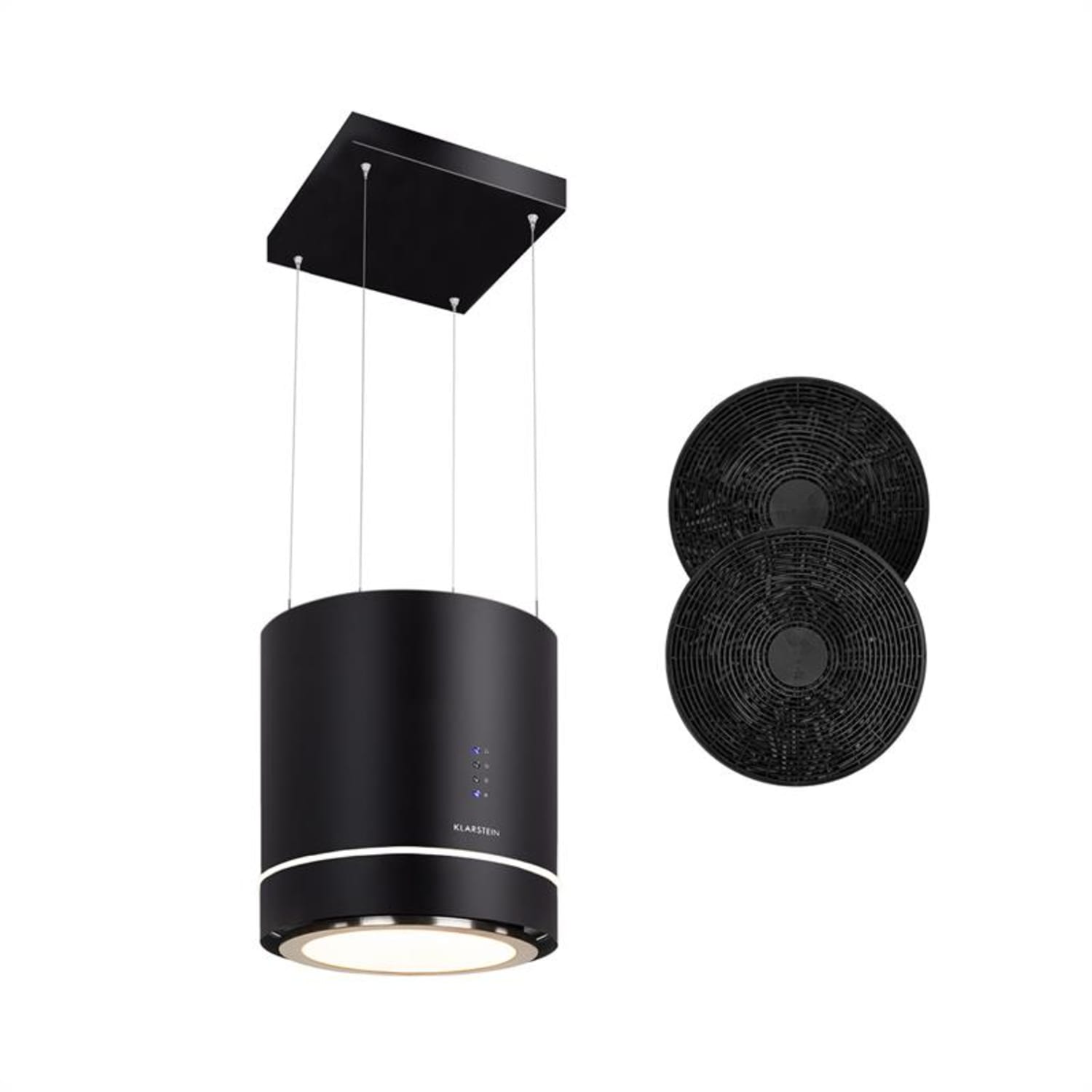 Tron Ambience Campana extractora de isla Ø38 cm Recirculación de aire 521 m³/h Led Negra Negro