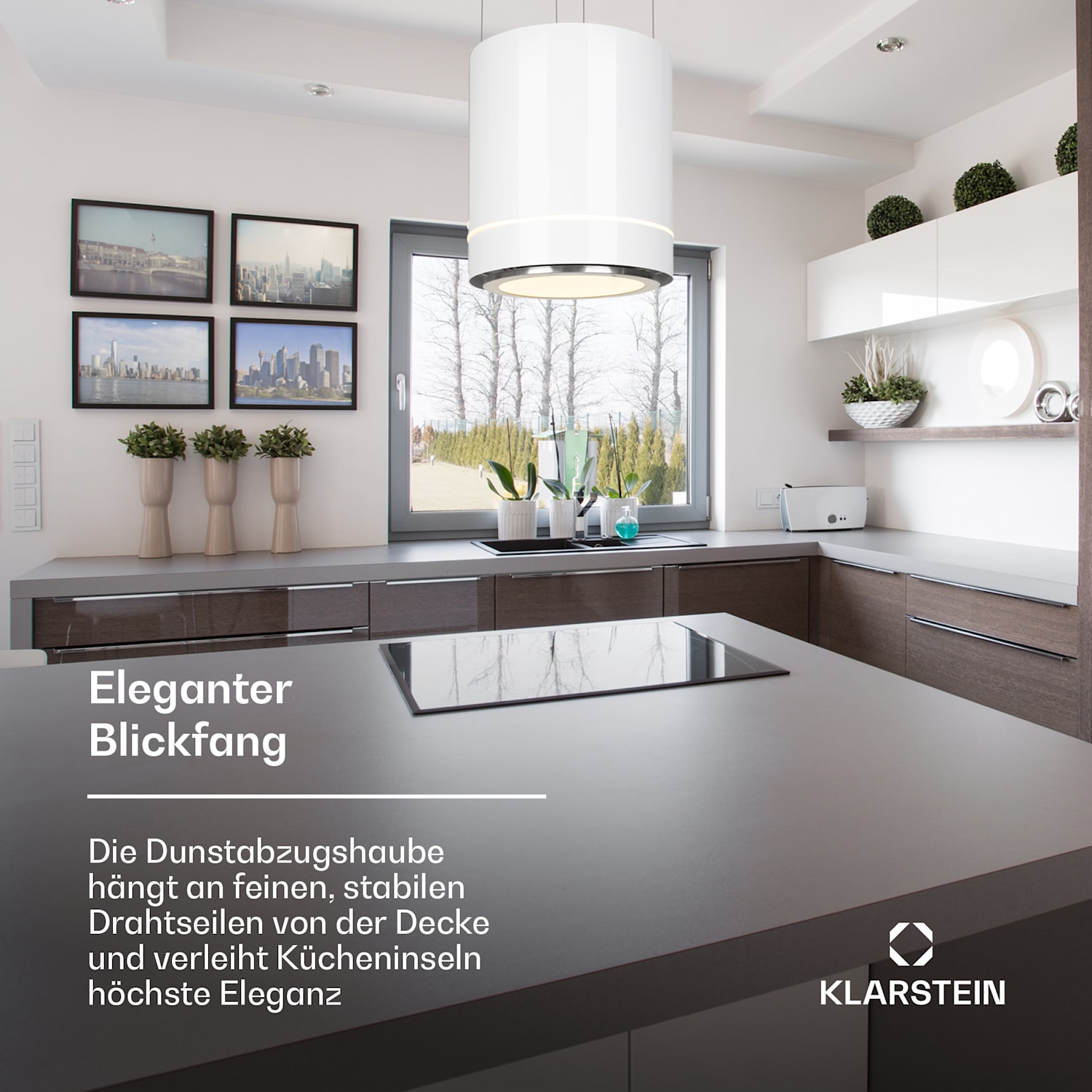 Tron Ambience cappa aspirante a isola Ø38cm ricircolo 540m³/h LED bianco 