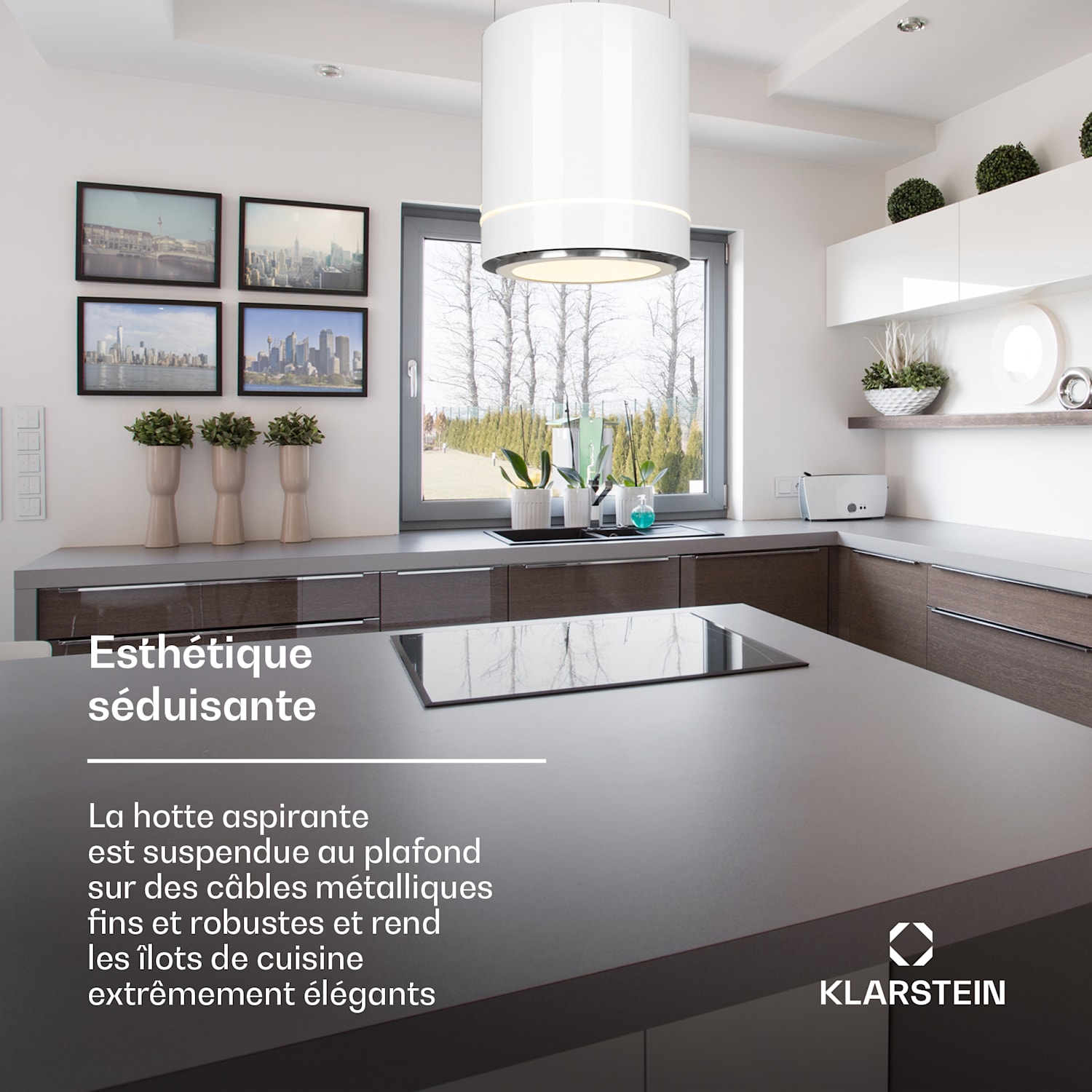 Tron Ambience Hotte îlot aspirante Ø 38 cm 540 m³/h classe A - blanche Blanc