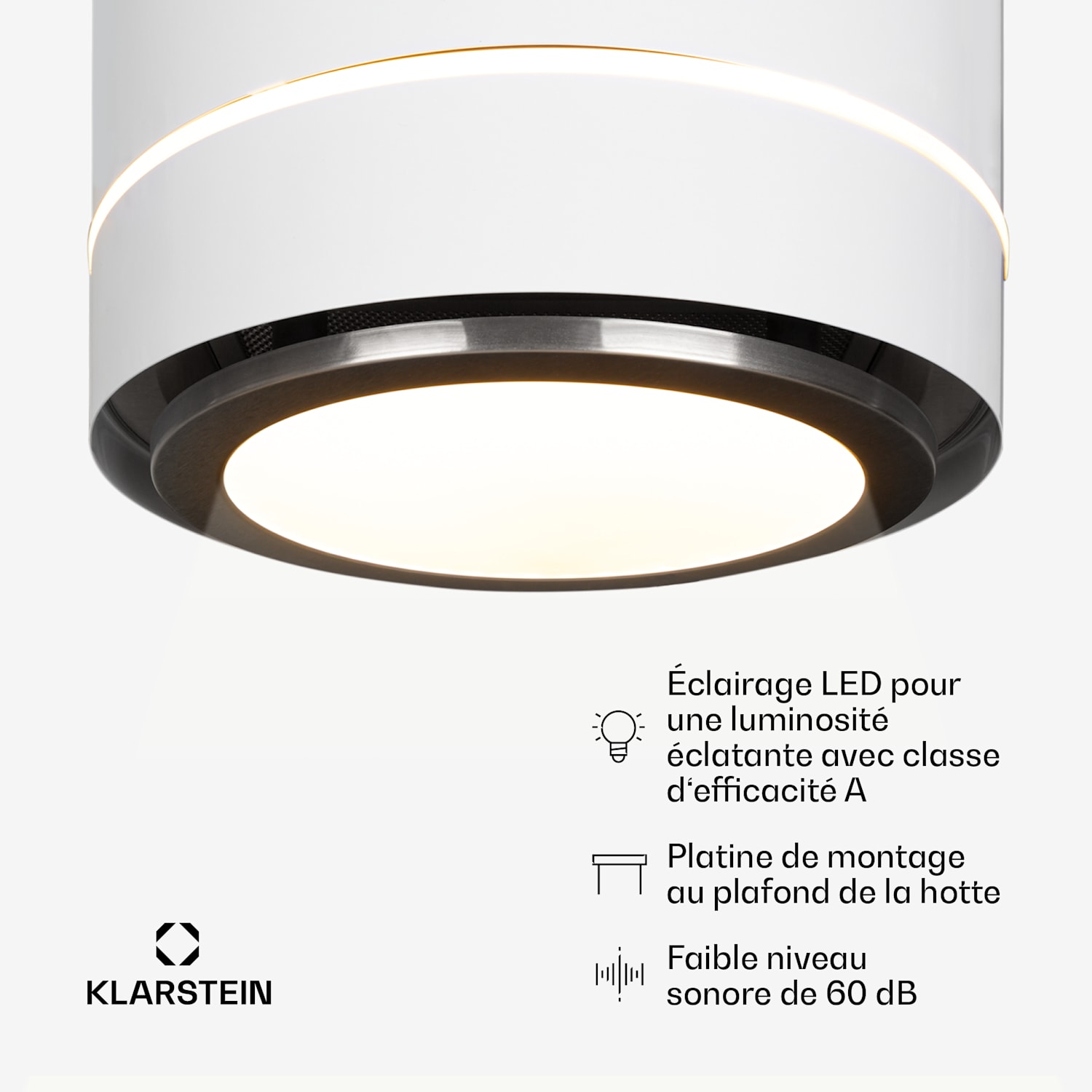 Tron Ambience Hotte îlot aspirante Ø 38 cm 540 m³/h classe A - blanche Blanc