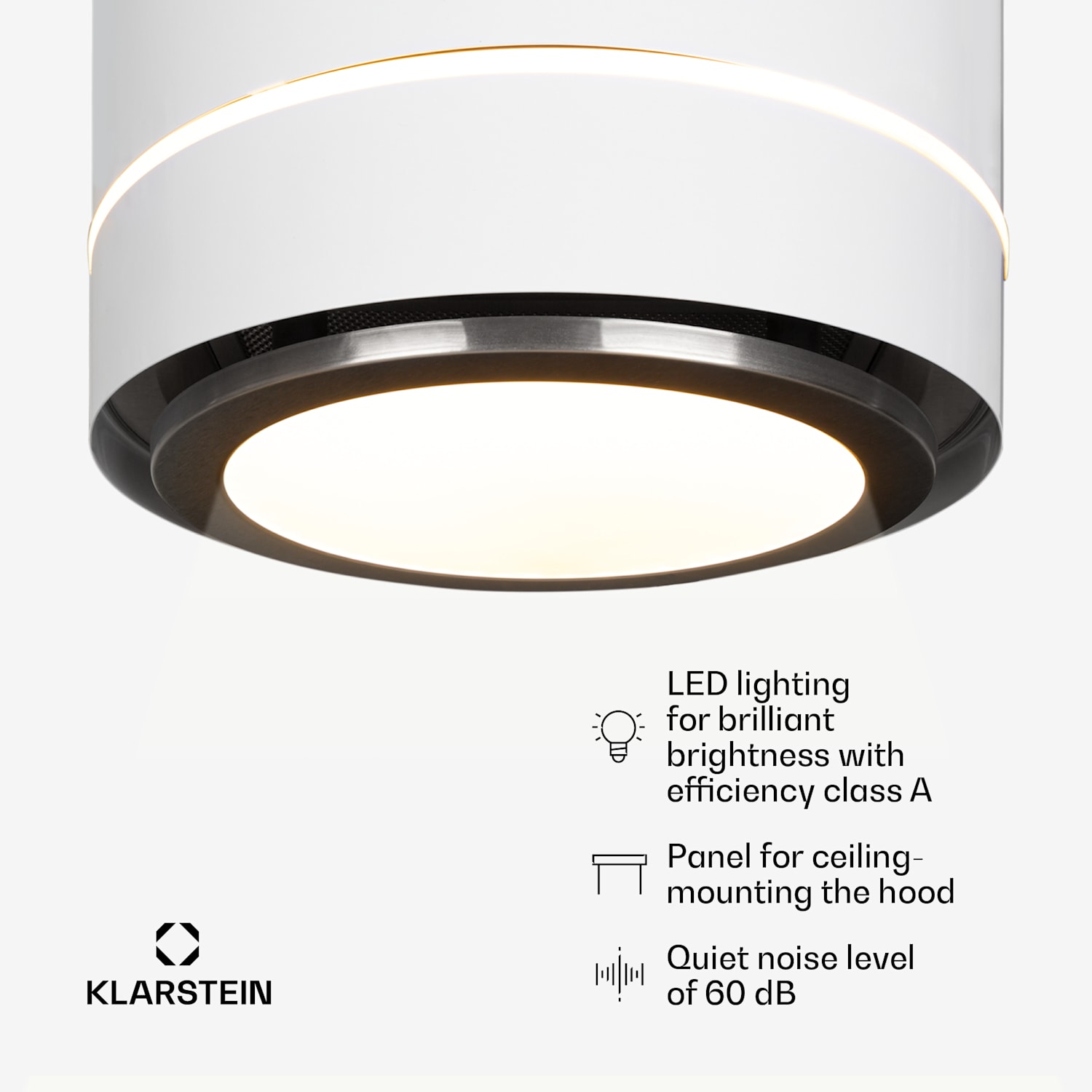 Tron Ambience eilandafzuigkap ø38cm circulatie 540m³/h led wit Wit