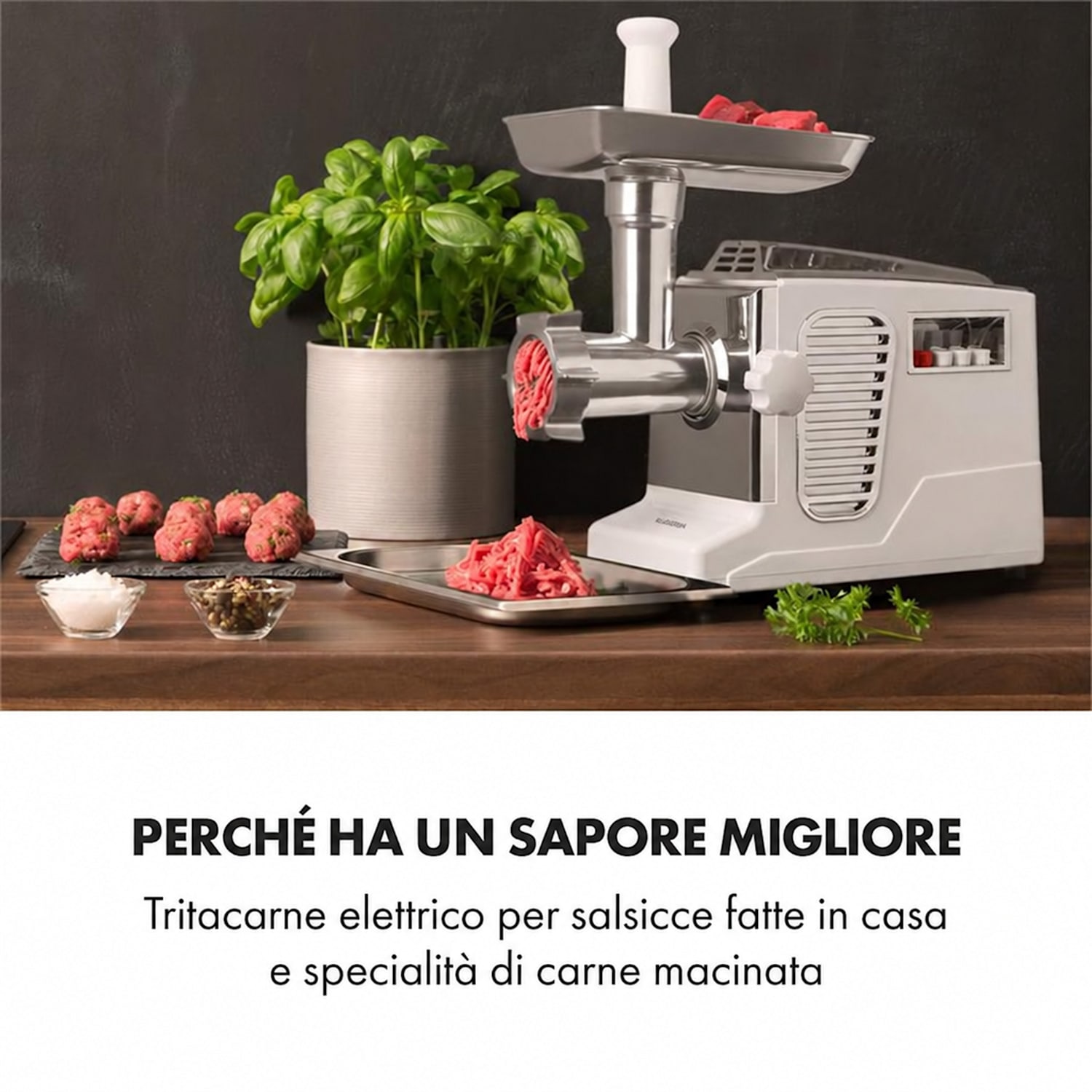 Kraftprotz Tritacarne Elettrico Motore in Rame 700 W bianco/argento Bianco