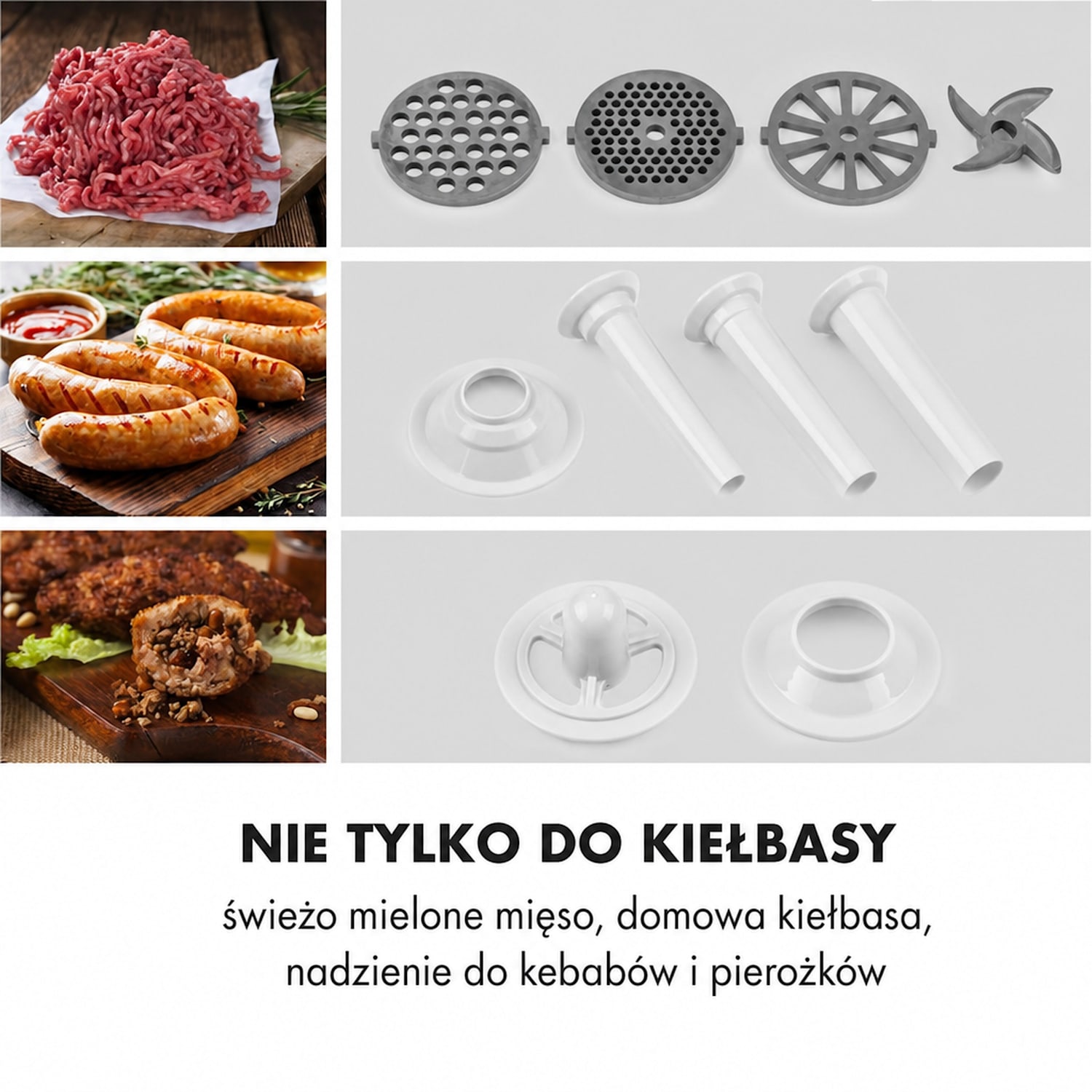 Kraftprotz, maszynka do mielenia mięsa, 700 W, silnik miedziany, kolor biały/srebrny Biały