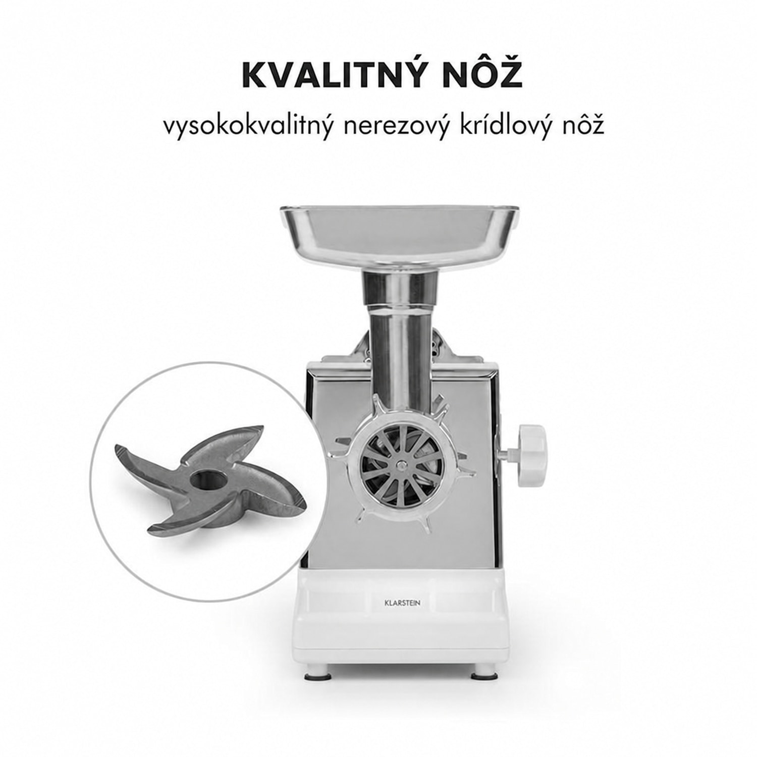 Kraftprotz, elektrický mlynček na mäso, 700 W, medený motor, biely/strieborný Biela