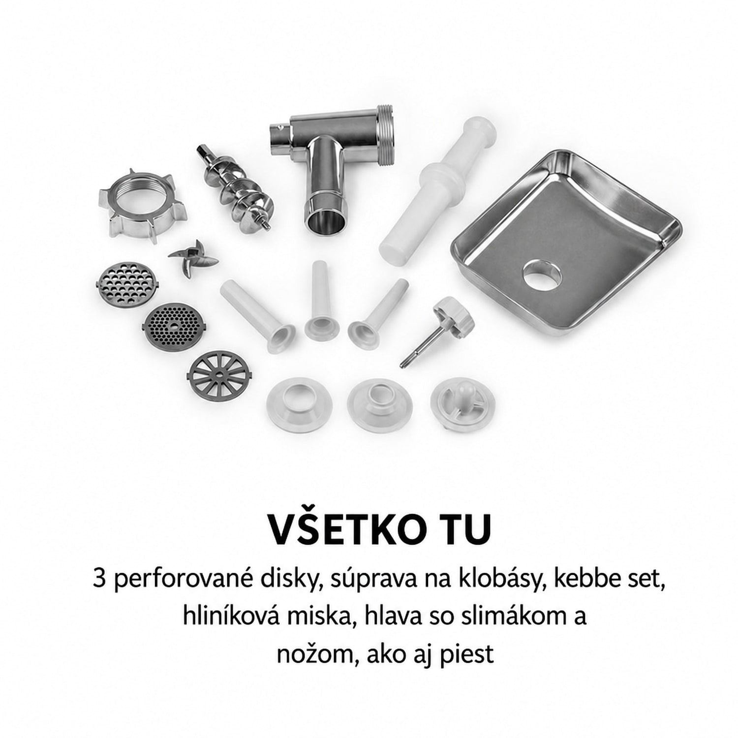 Kraftprotz, elektrický mlynček na mäso, 700 W, medený motor, biely/strieborný Biela