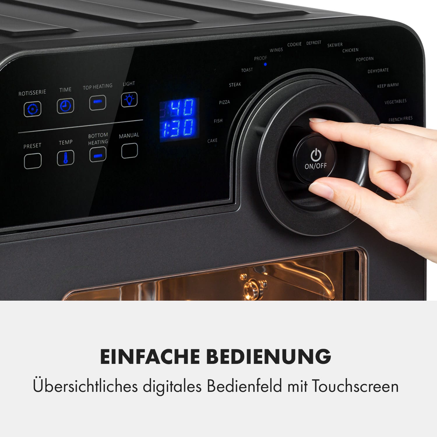 AeroVital Cube Chef Heißluftfritteuse  1700 W 14 Liter 16 Programme Ober- und Unterhitze Schwarz