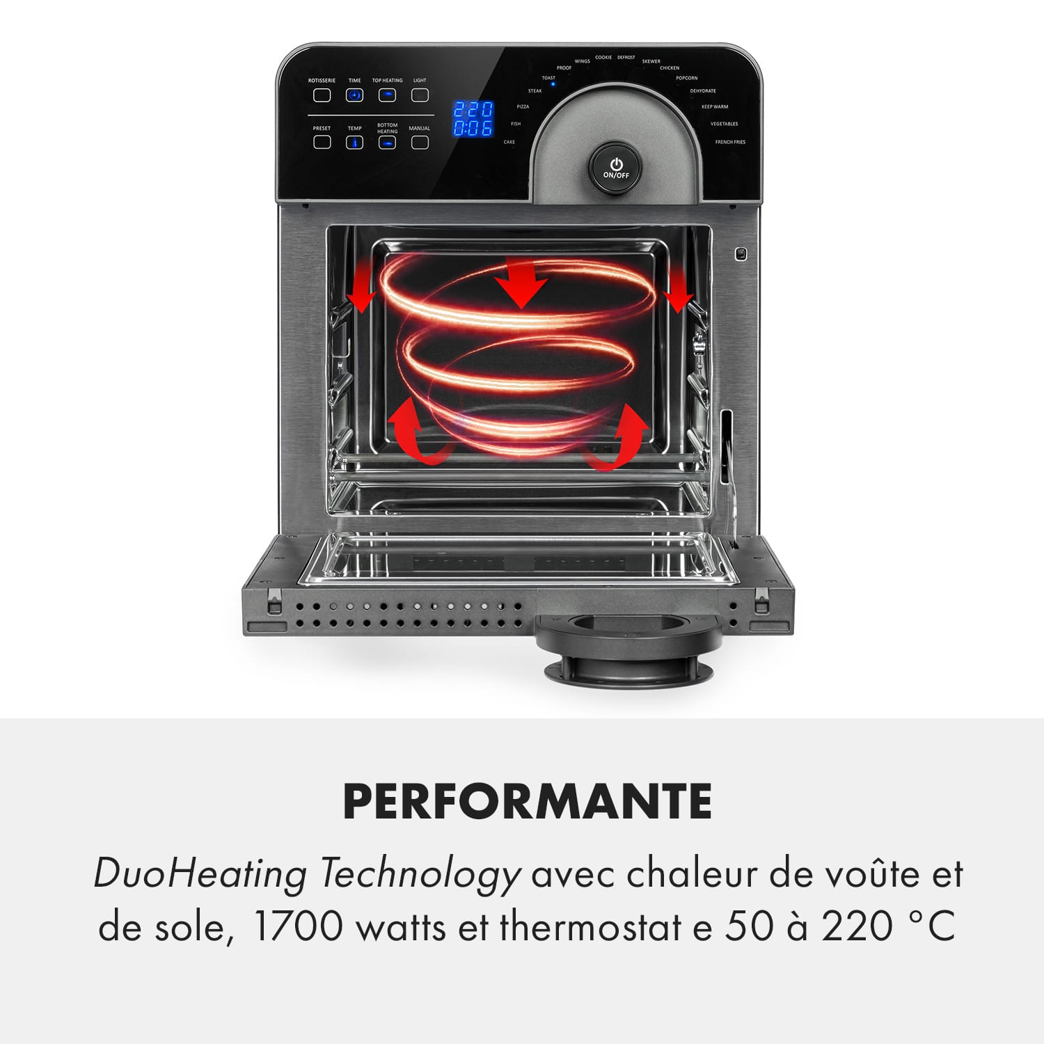 AeroVital Cube Chef Friteuse à air chaud  1700 W 14 litres 16 programmes Chaleur de dessus et de dessous Noir