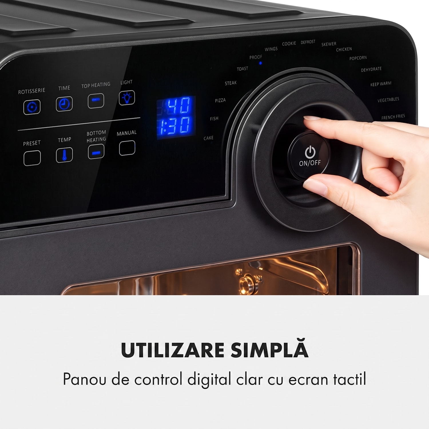 AeroVital Cube Chef Friteuză cu aer cald 1700 W 14 litri 16 programe de încălzire superioară și inferioară Negru