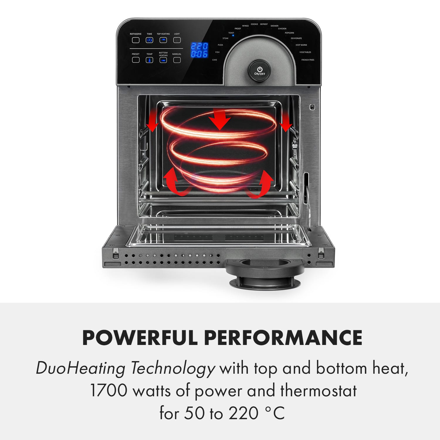 AeroVital Cube Chef, teplovzdušná fritéza, 1700 W, 14 l, 16 programov, horný a spodný ohrev Čierna
