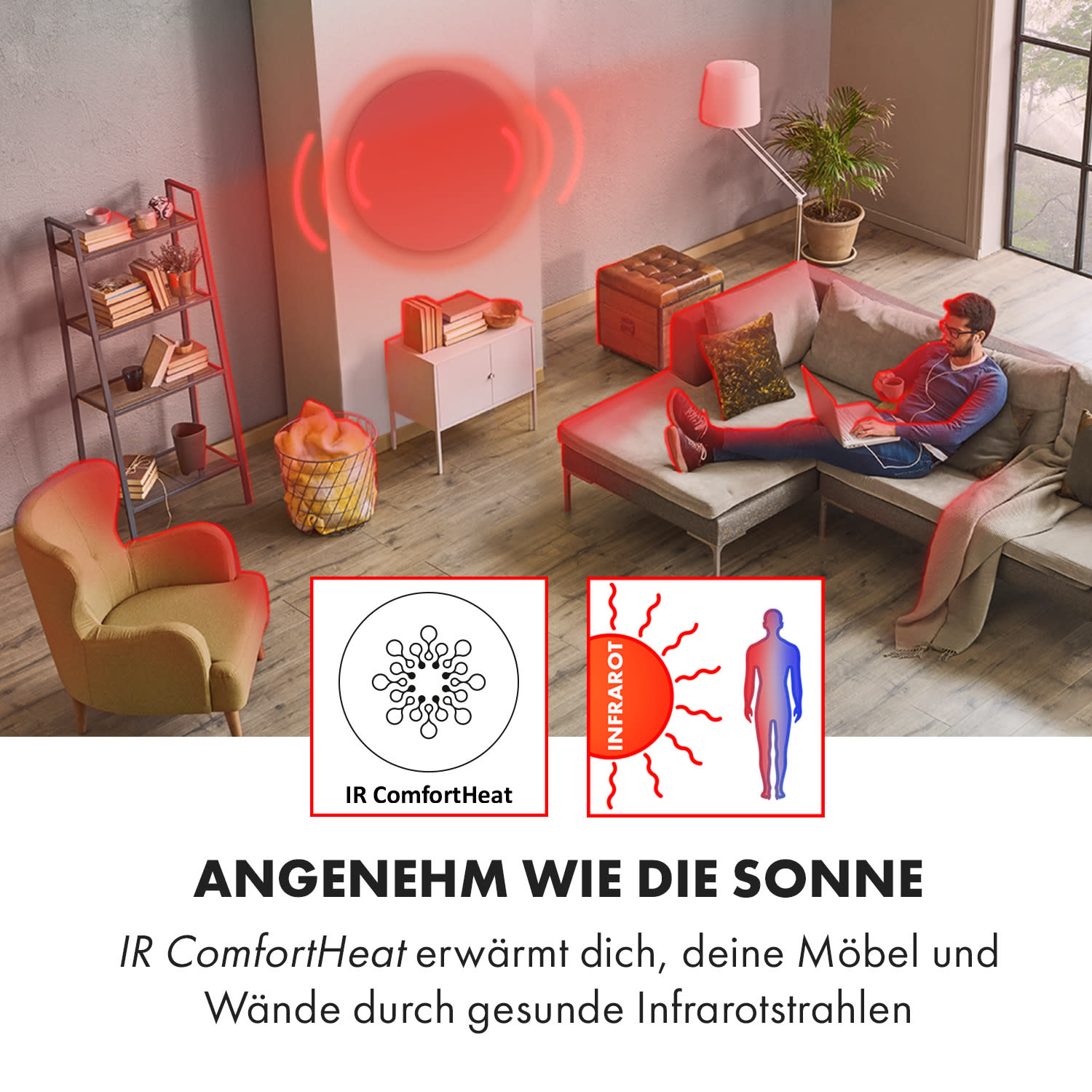 Marvel Mirror radiateur infrarouge 300 W programmateur hebdomadaire IP54 miroir rond 