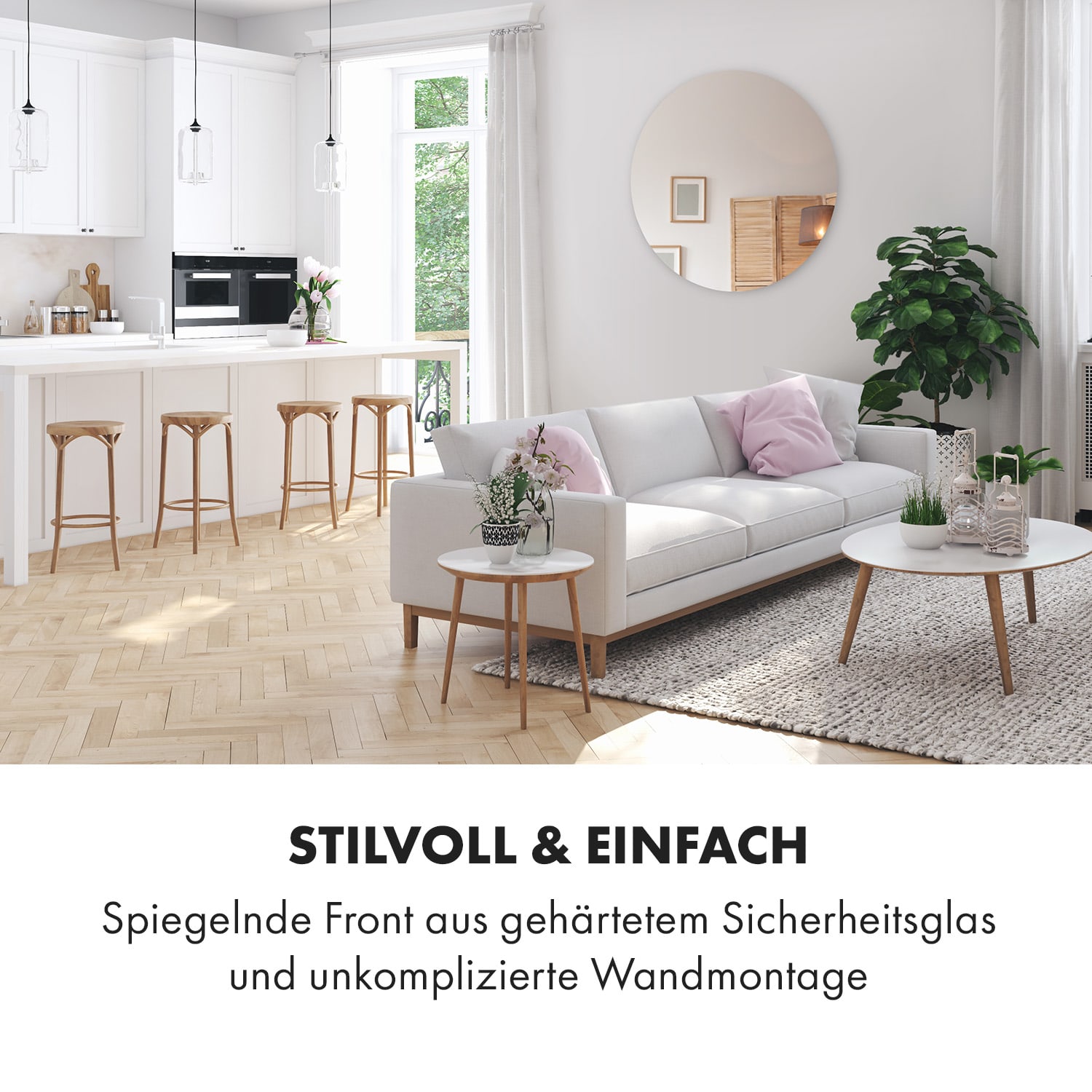 Marvel Mirror radiateur infrarouge 300 W programmateur hebdomadaire IP54 miroir rond 